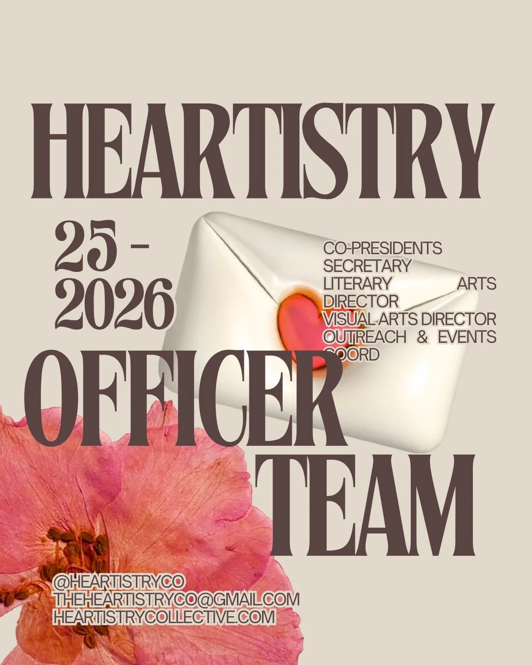 Introducing Heartistry's 2025 - 2026 Officer Team!

Thank you to all of our talented applicants! Choosing this year's officer was not an easy decision, but we are so excited to present our upcoming leadership. More opportunities are coming up&mdash;s