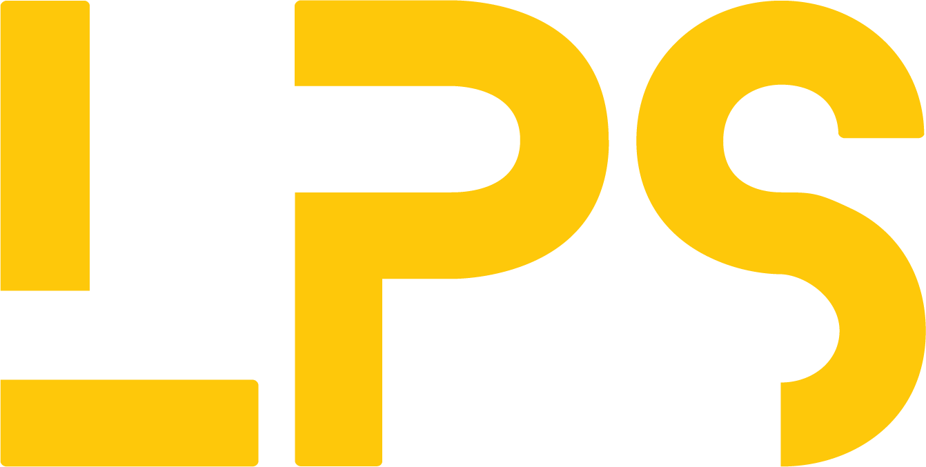 Logo jaune et noir avec les lettres LPS