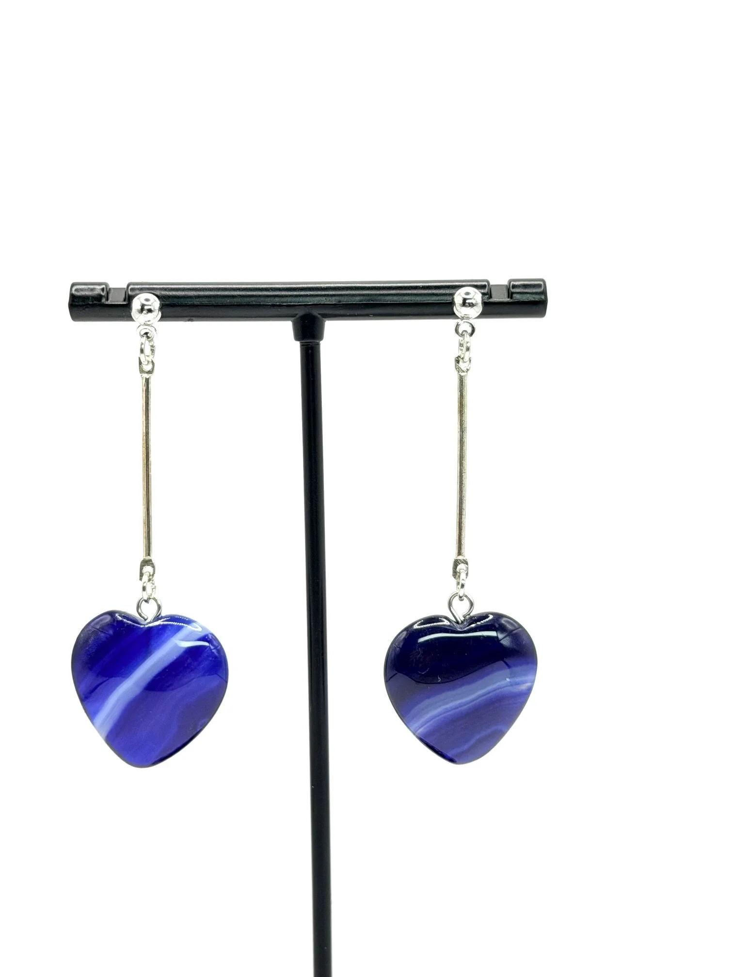 Earrings with Stone Charm - Oval or Heart