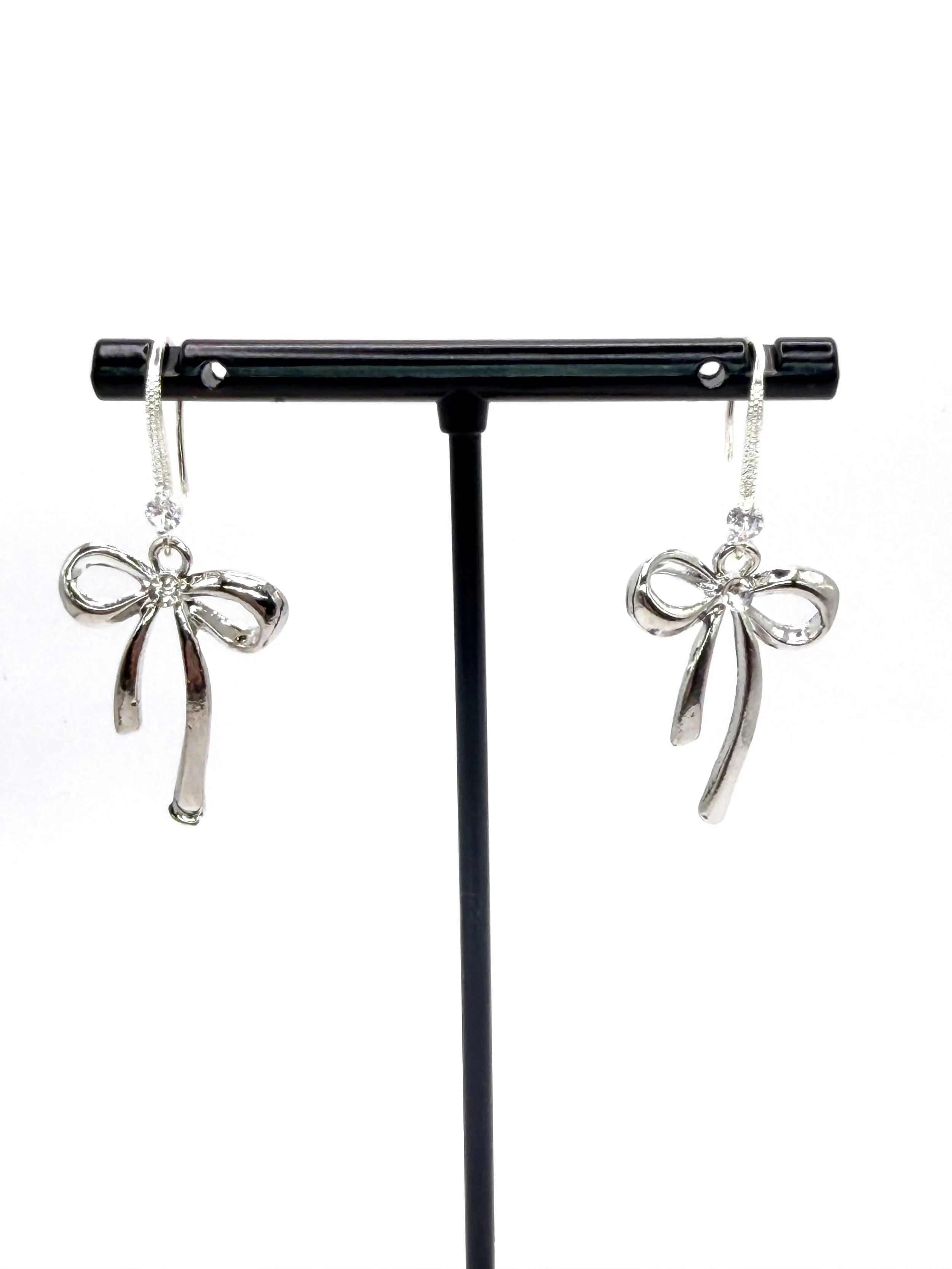 Earrings, Pretty Bow with Embellished Hook