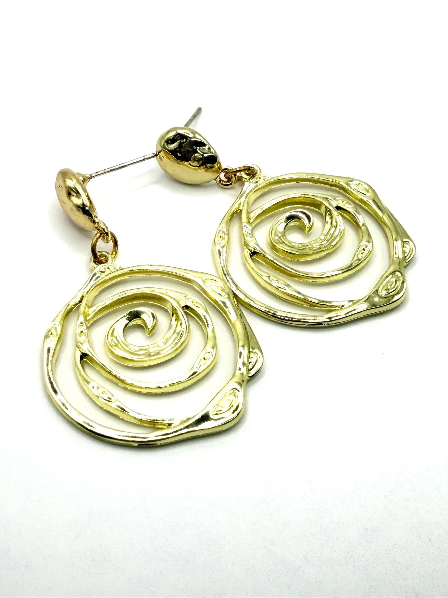 Earrings, Gold Post with Variety of Charms