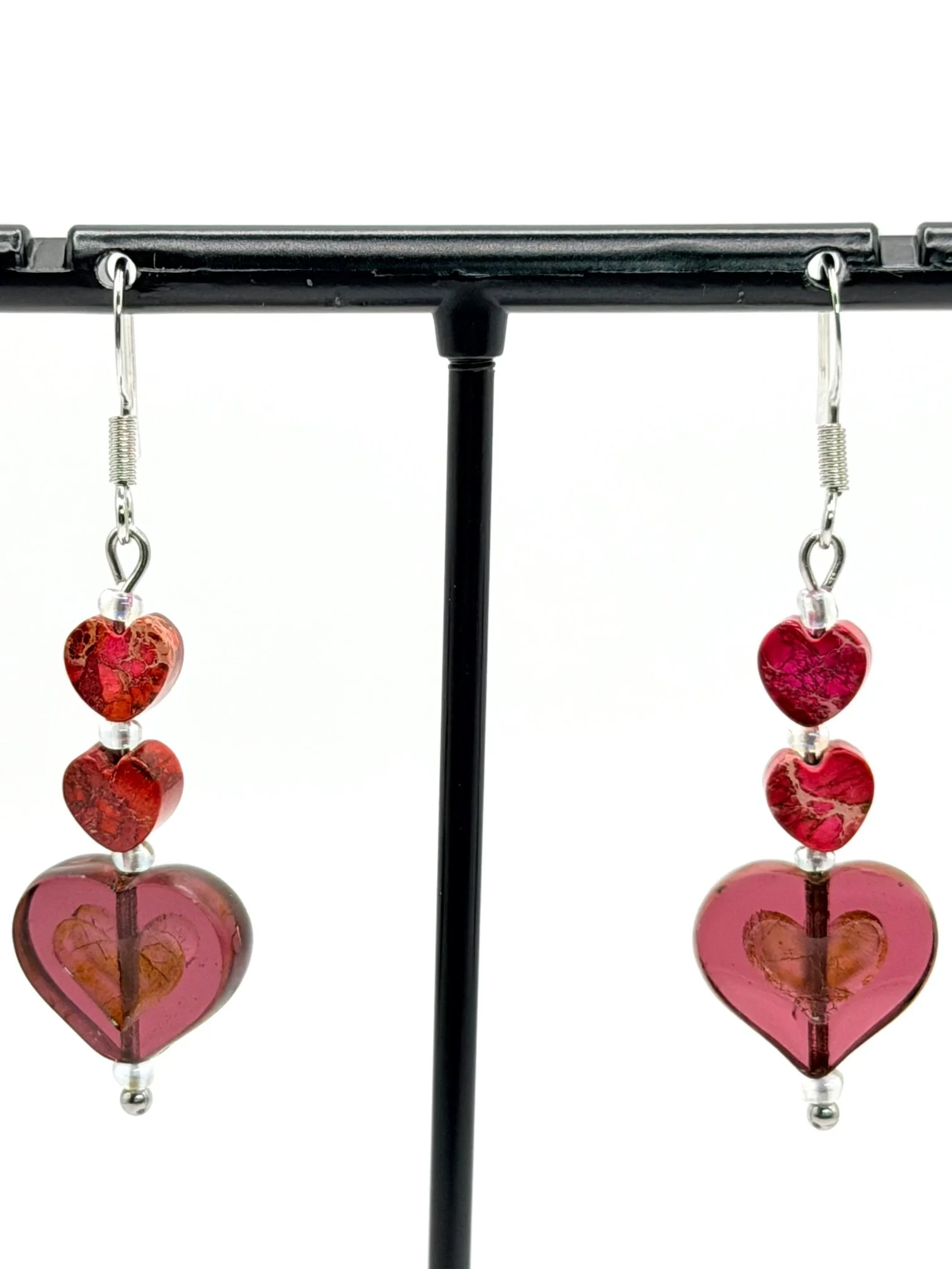 Earrings with Bead(s) and Heart Charm