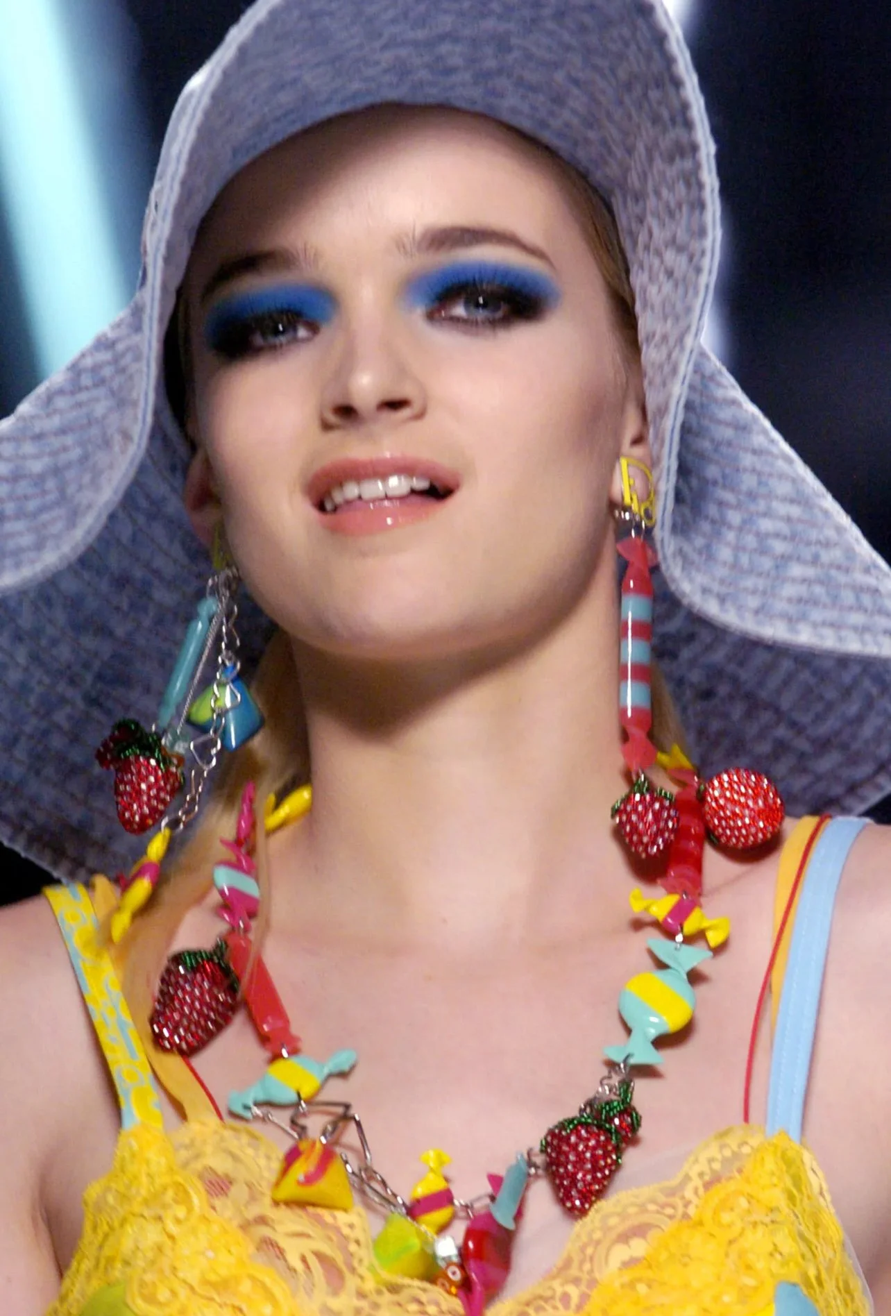 christian dior spring summer 2005 by john galliano candy fruit charm earrings runway model photo