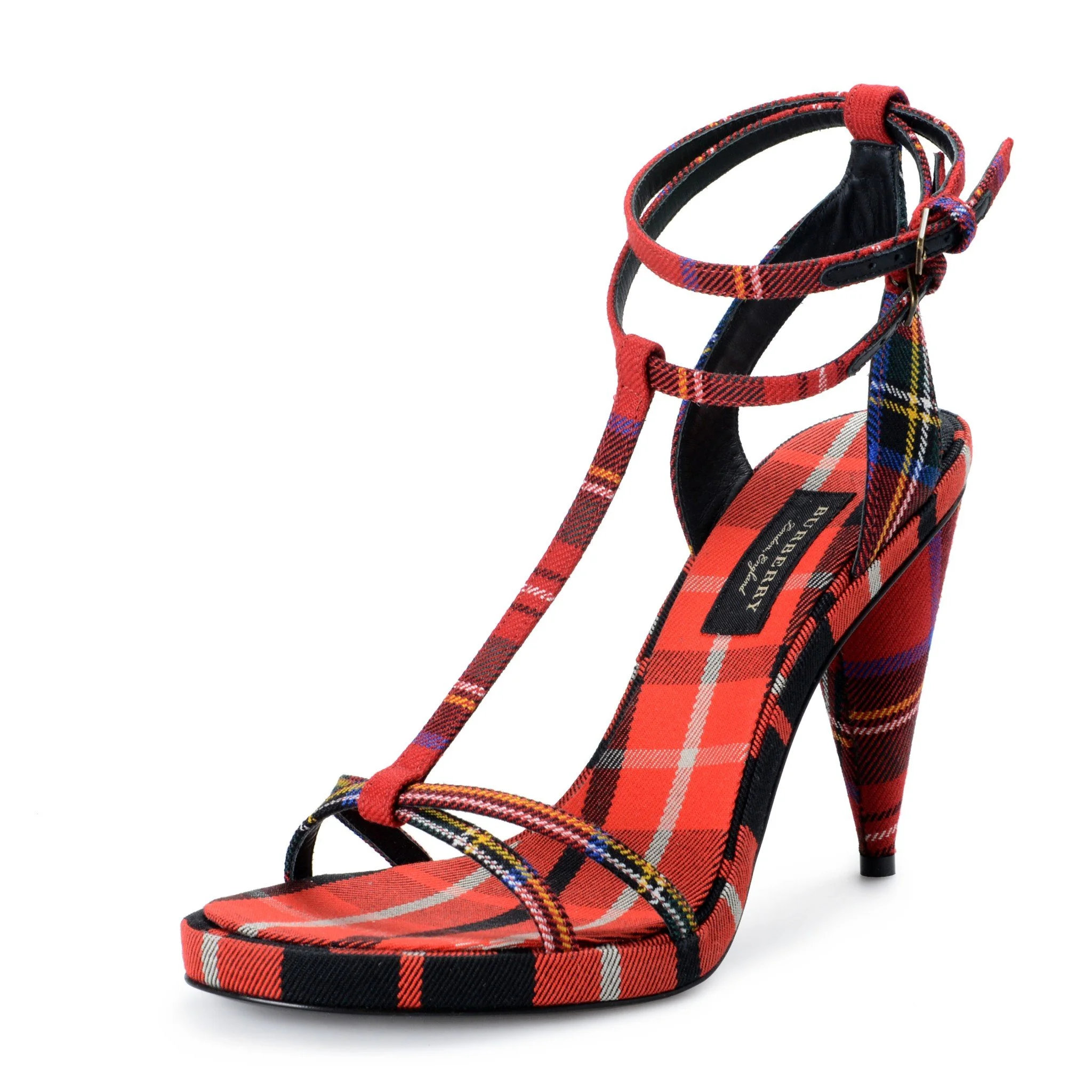 Burberry Red Tartan Ankle-Strap Sandals  EU 40
