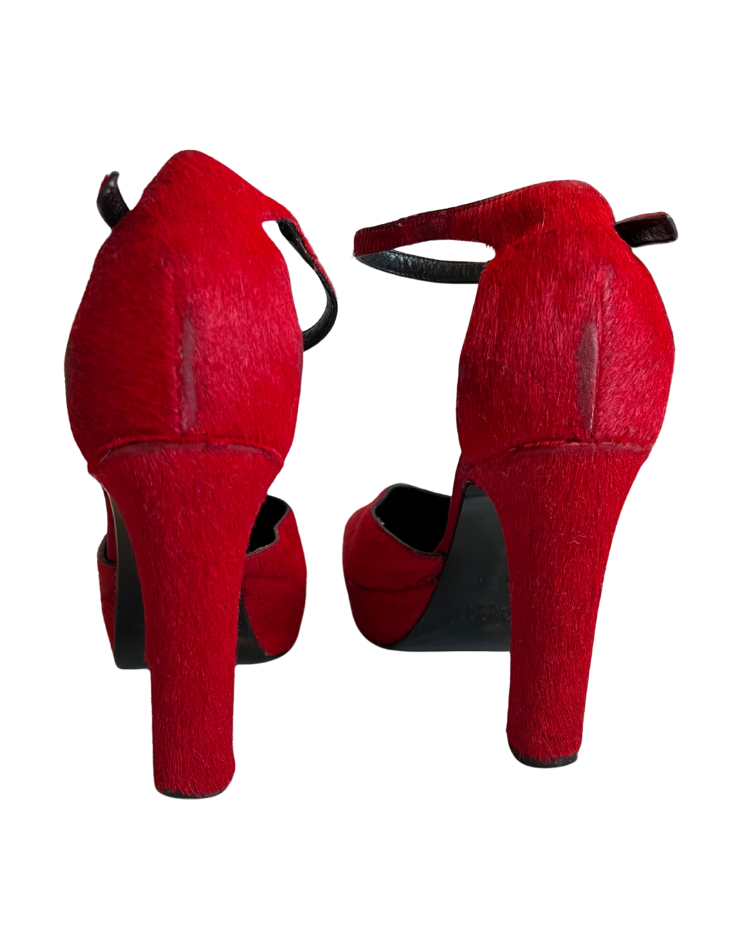 Gucci Tom Ford vintage platform heel red scarlet pony hair 1996