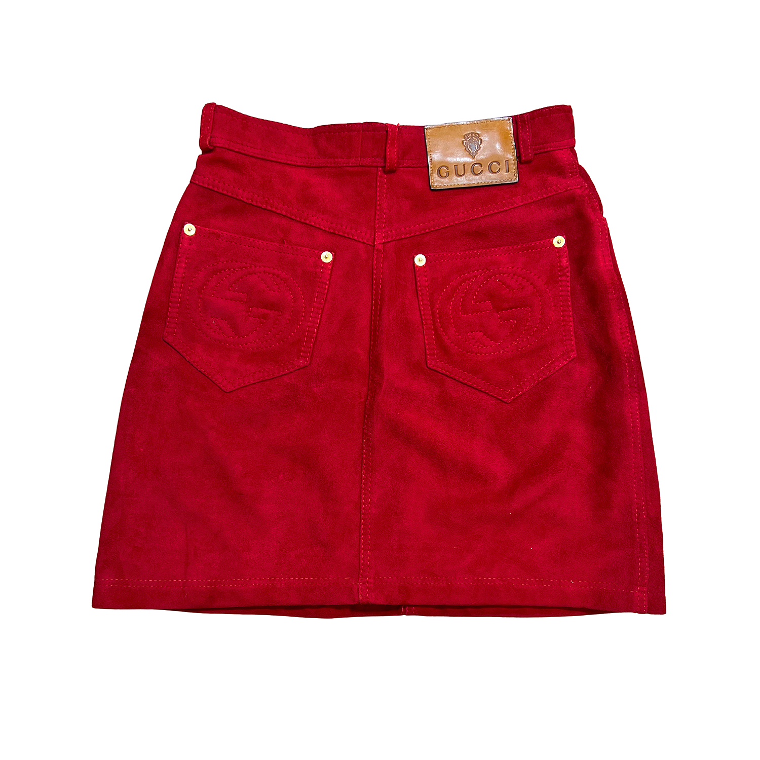 Gucci Vintage Red Suede High-Waisted Skirt – 1970s to Early 1980s