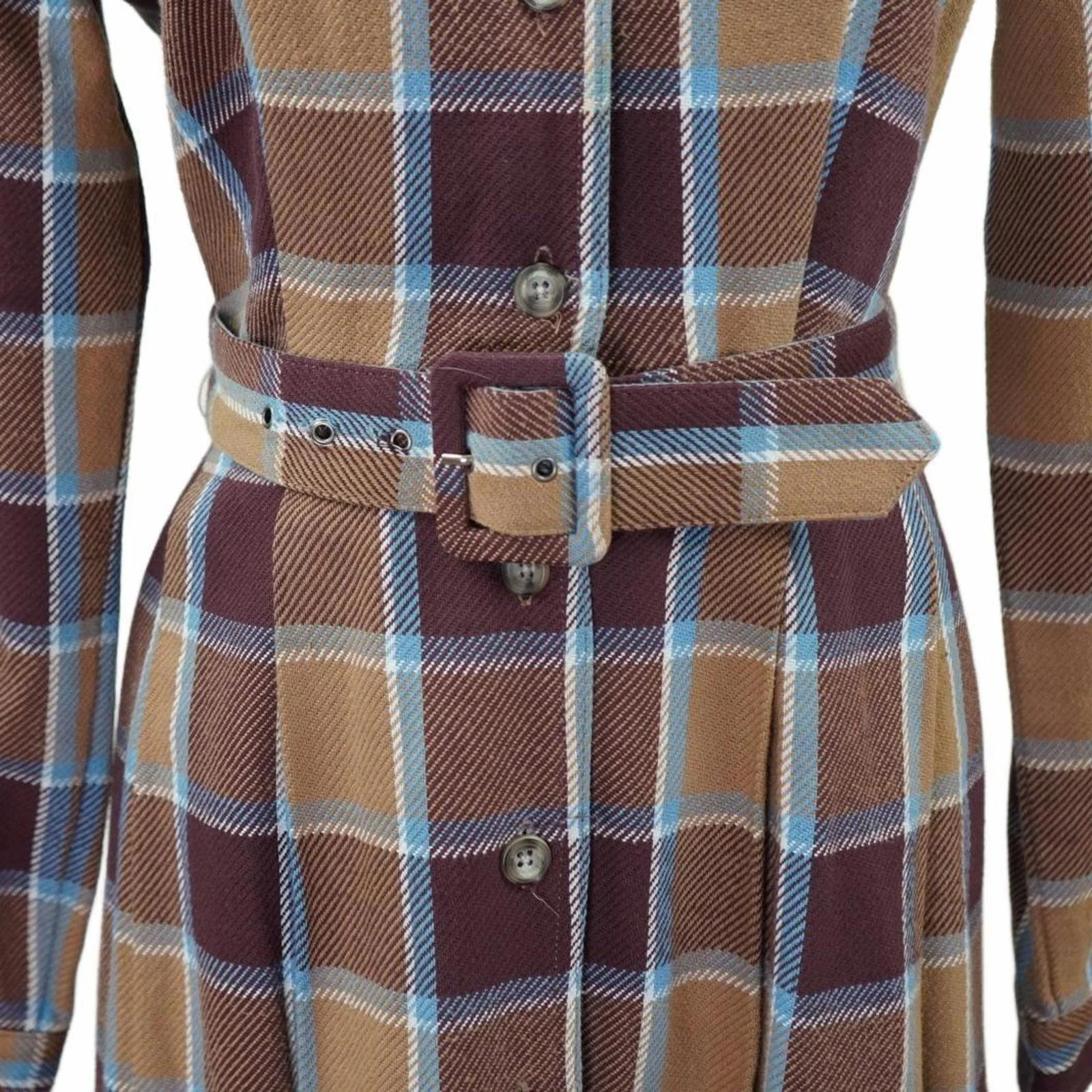 Armani Jeans 1981 vintage tartan plaid self fabric belt buckle detail