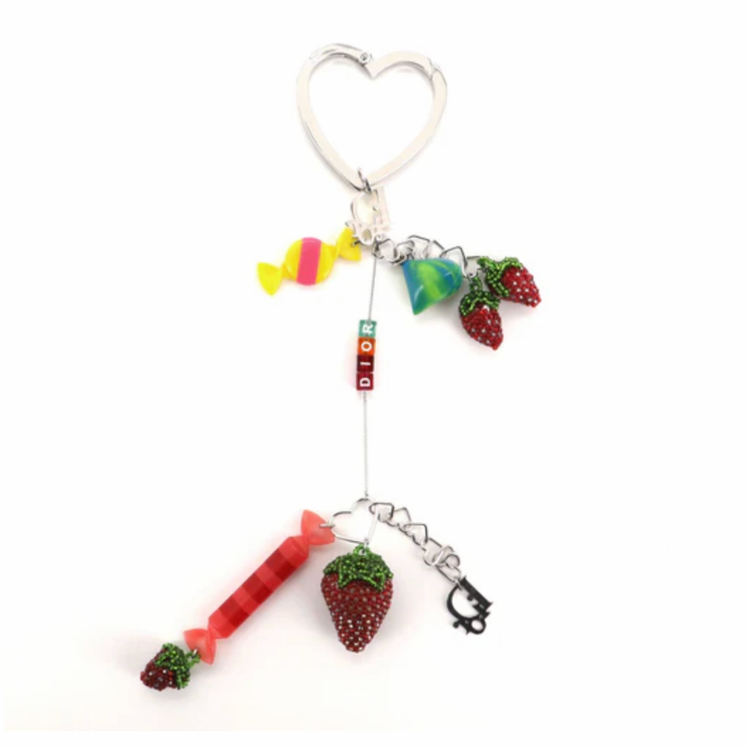 Christian Dior by Galliano S/S 2005 Runway Beaded Fruit & Candy Heart Keychain