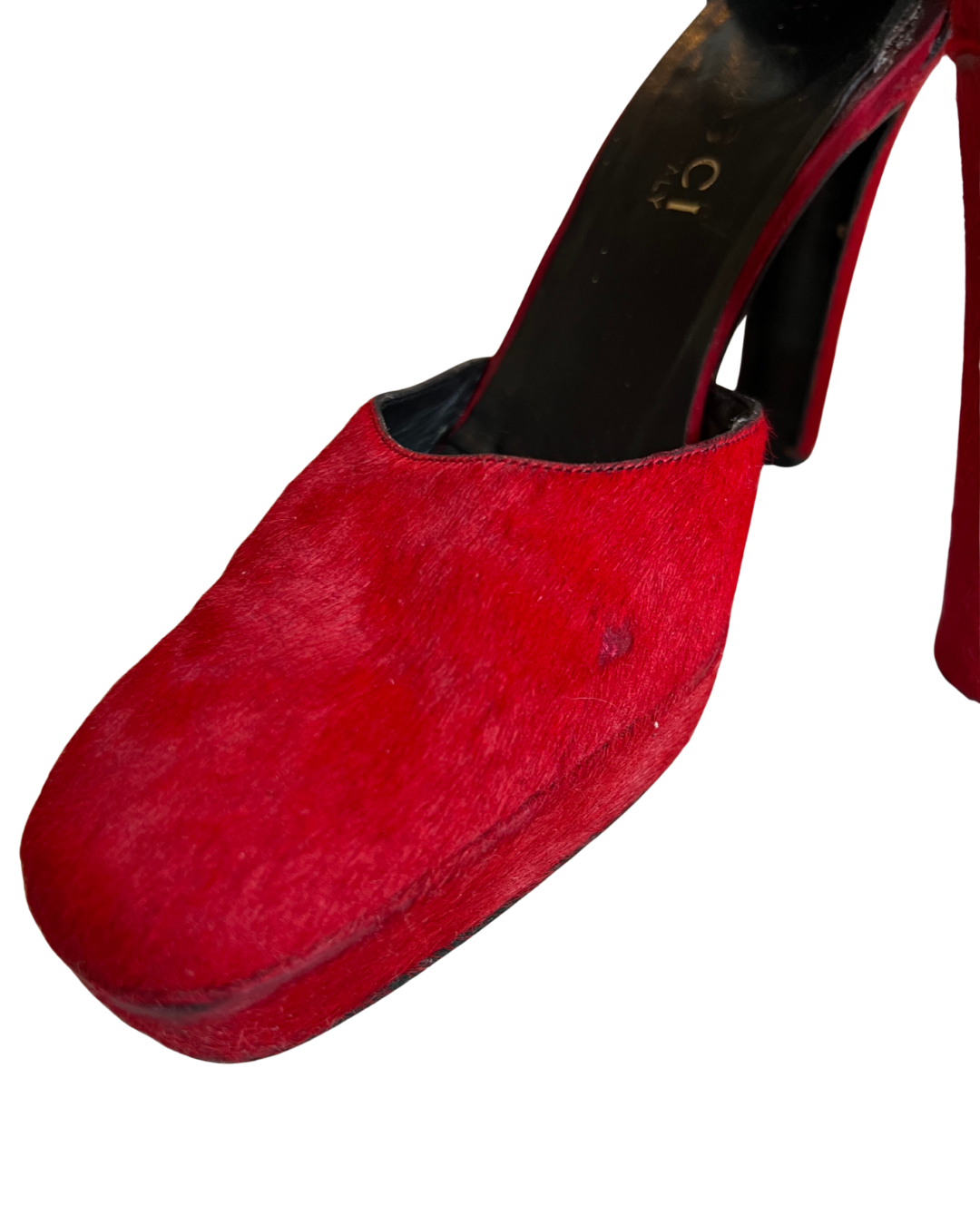 Gucci Tom Ford vintage platform heel made in italy pony hair archive 1996