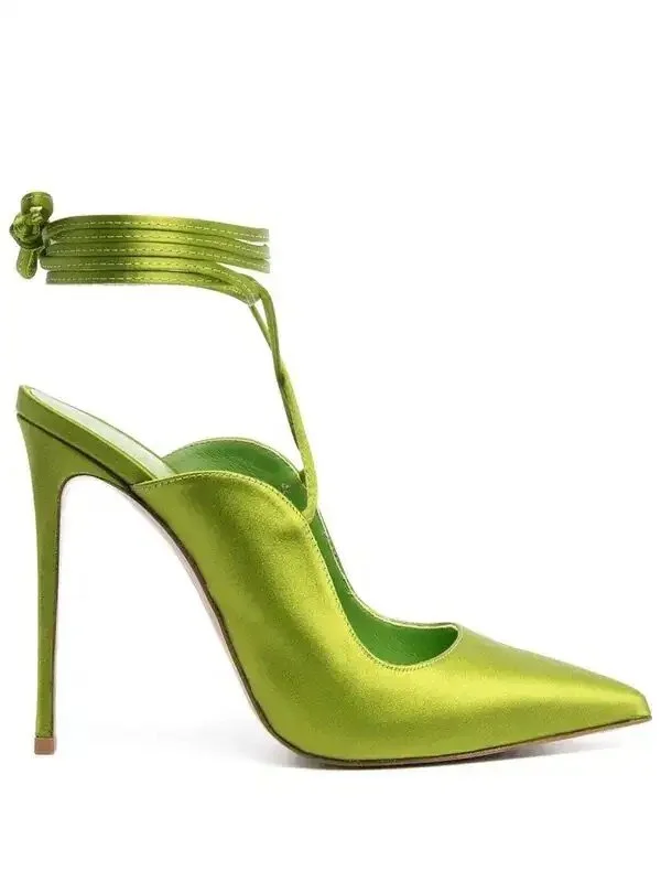 LE SILLA IVY 120MM TOKYO GREEN SATIN SLINGBACK PUMPS