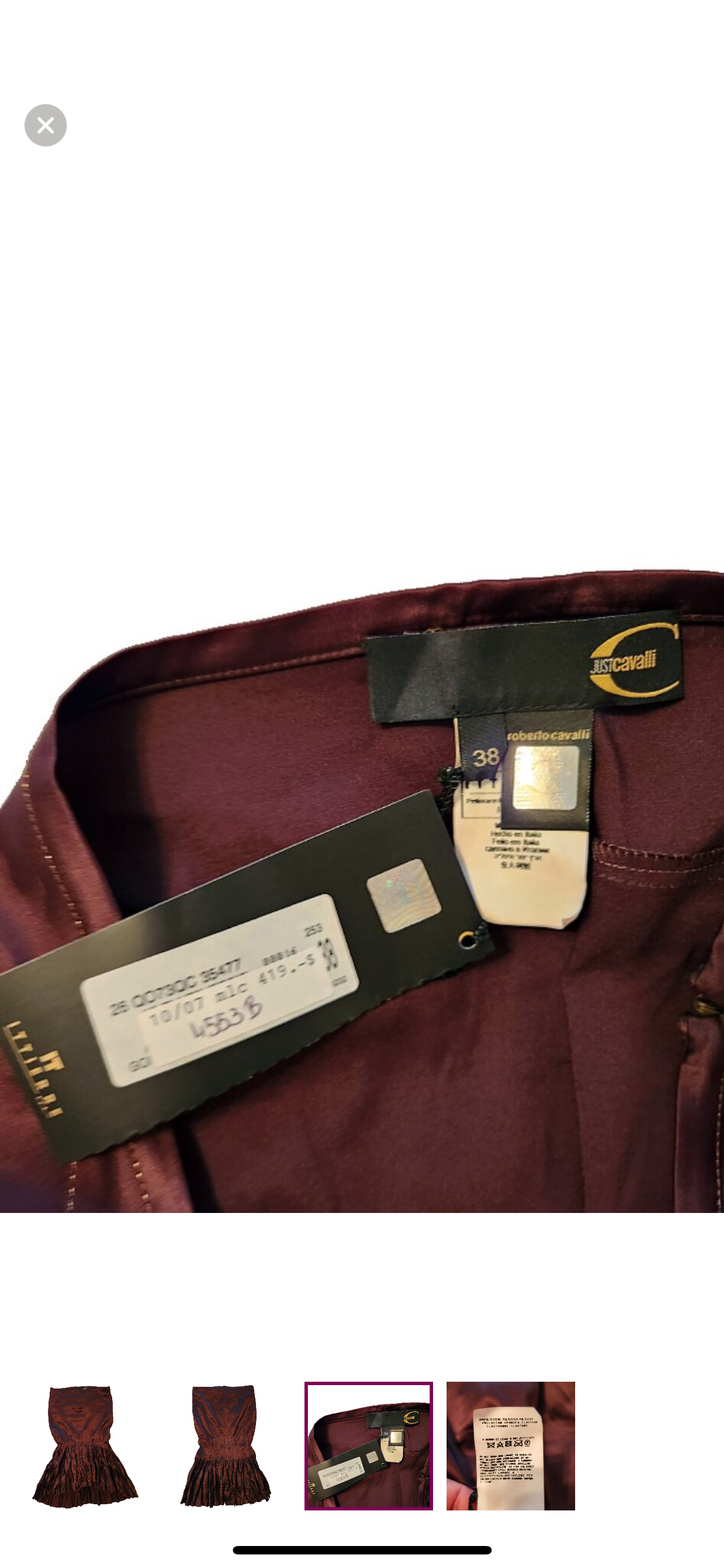 Roberto Cavalli Just Cavalli original label tag silk skirt size IT 38 made in Italy