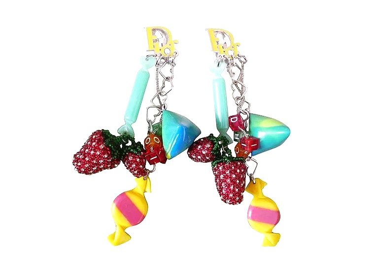 Christian Dior By Galliano Candy Logo Runway Earrings Spring 2005