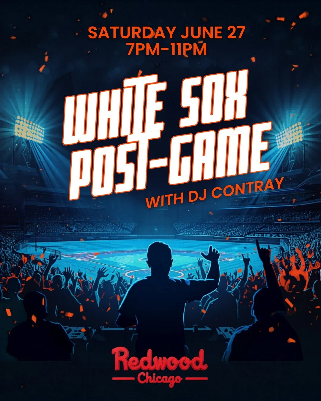 Need post-game plans? Redwood's got you covered! 

Join us Saturday, June 27th after the White Sox vs. Royals game for a Post Game DJ set featuring @djcontray ⚾️ 🎧 🔥

7pm-11pm we're bringing the vibes and keeping the night going 🍻

Don&rsquo;t hea