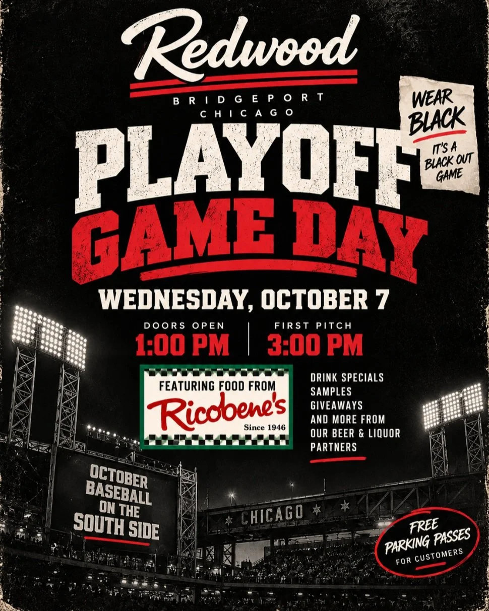 ⚾️ OCTOBER BASEBALL RETURNS TO THE SOUTH SIDE! ⚾️
The Sox are back home, and we're going ALL OUT at The Redwood for Game 3 of the ALDS!
🔥 WEDNESDAY, OCTOBER 7 🔥
🚪 Doors Open at 1 PM
⚾ First Pitch at 3 PM
🖤 BLACKOUT GAME &mdash; WEAR BLACK!
Here's