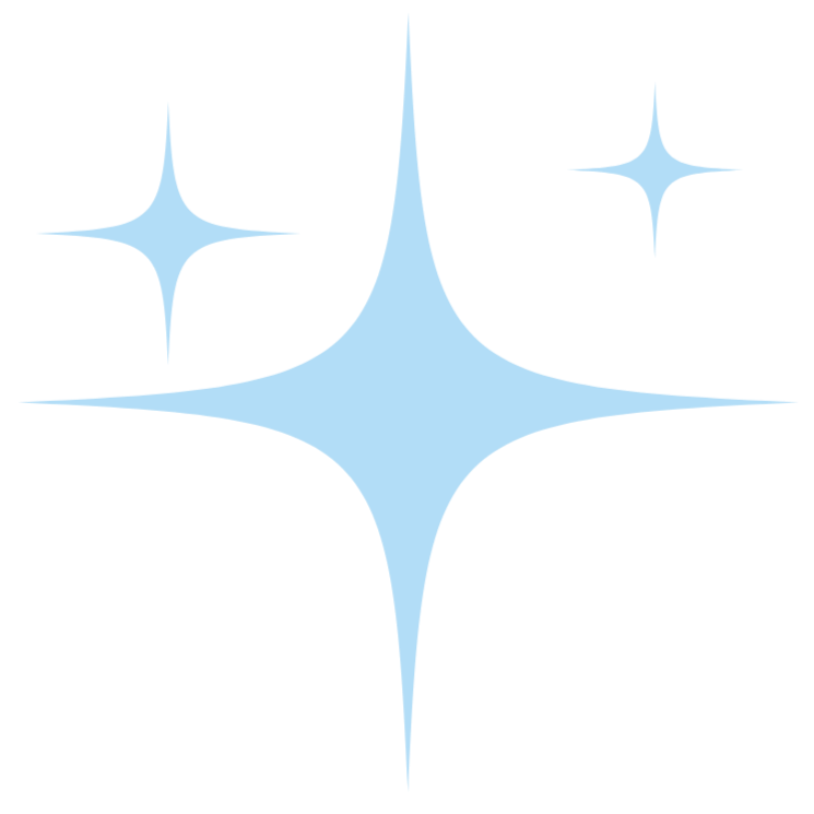 Icon of three light blue star-shaped sparkles in different sizes.