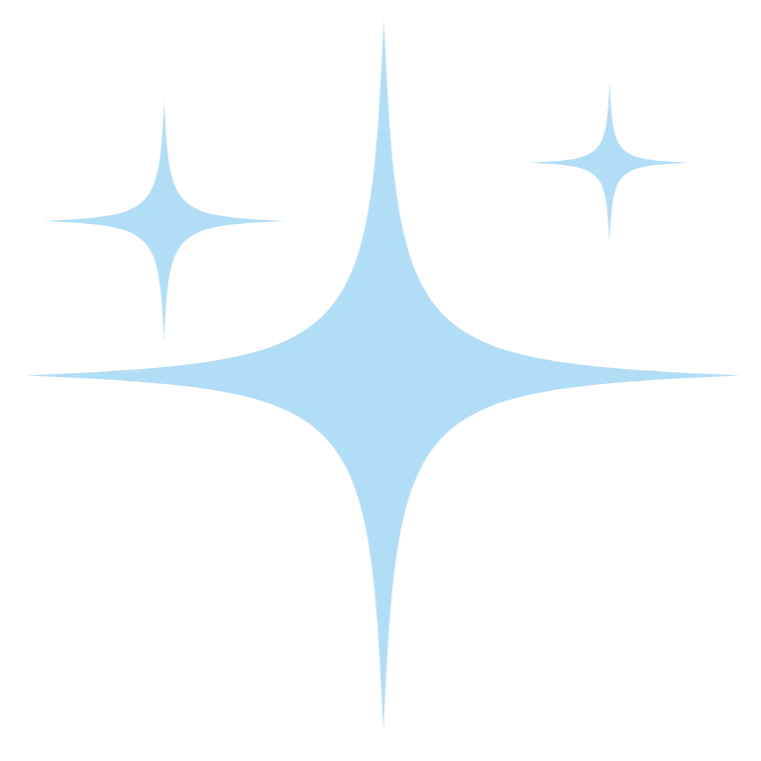 Icon of three light blue star-shaped sparkles in different sizes