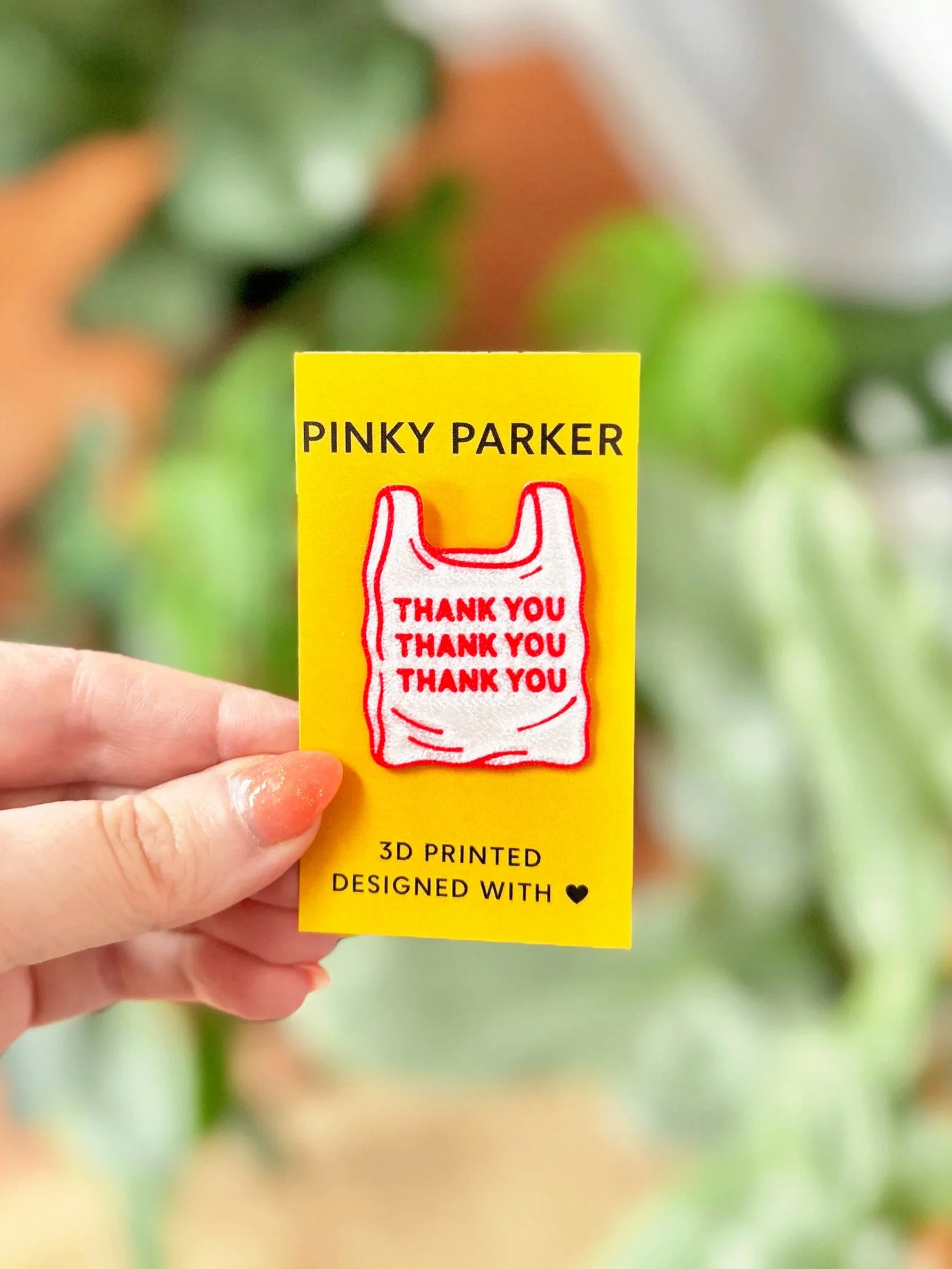 Thank You Plastic Bag pin