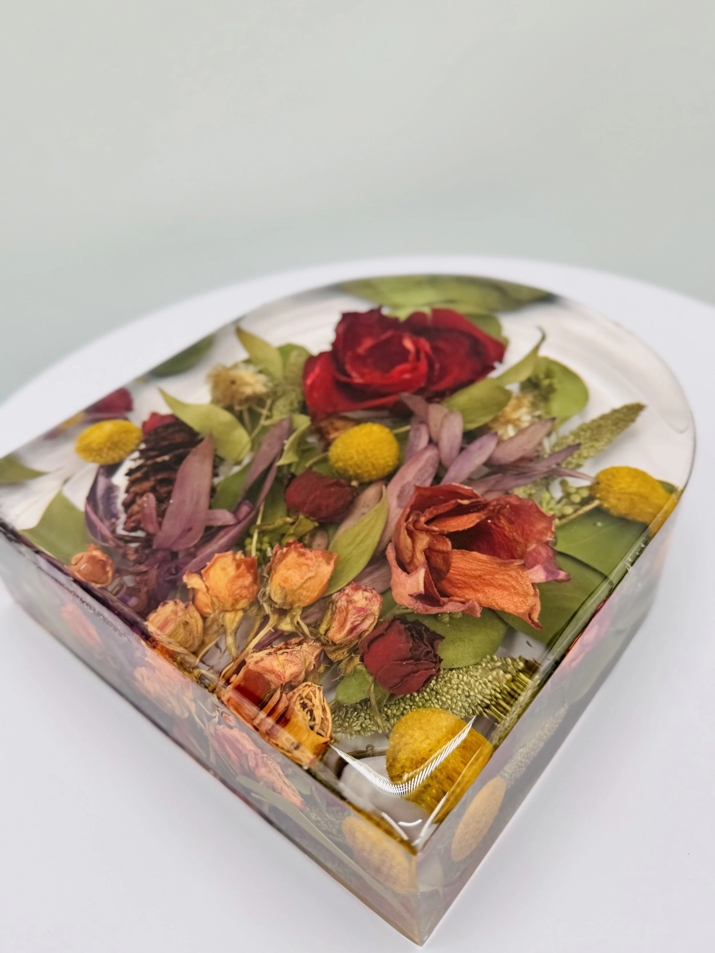 Wedding bouquet preserved in custom floral resin arch – Omaha floral preservation artist