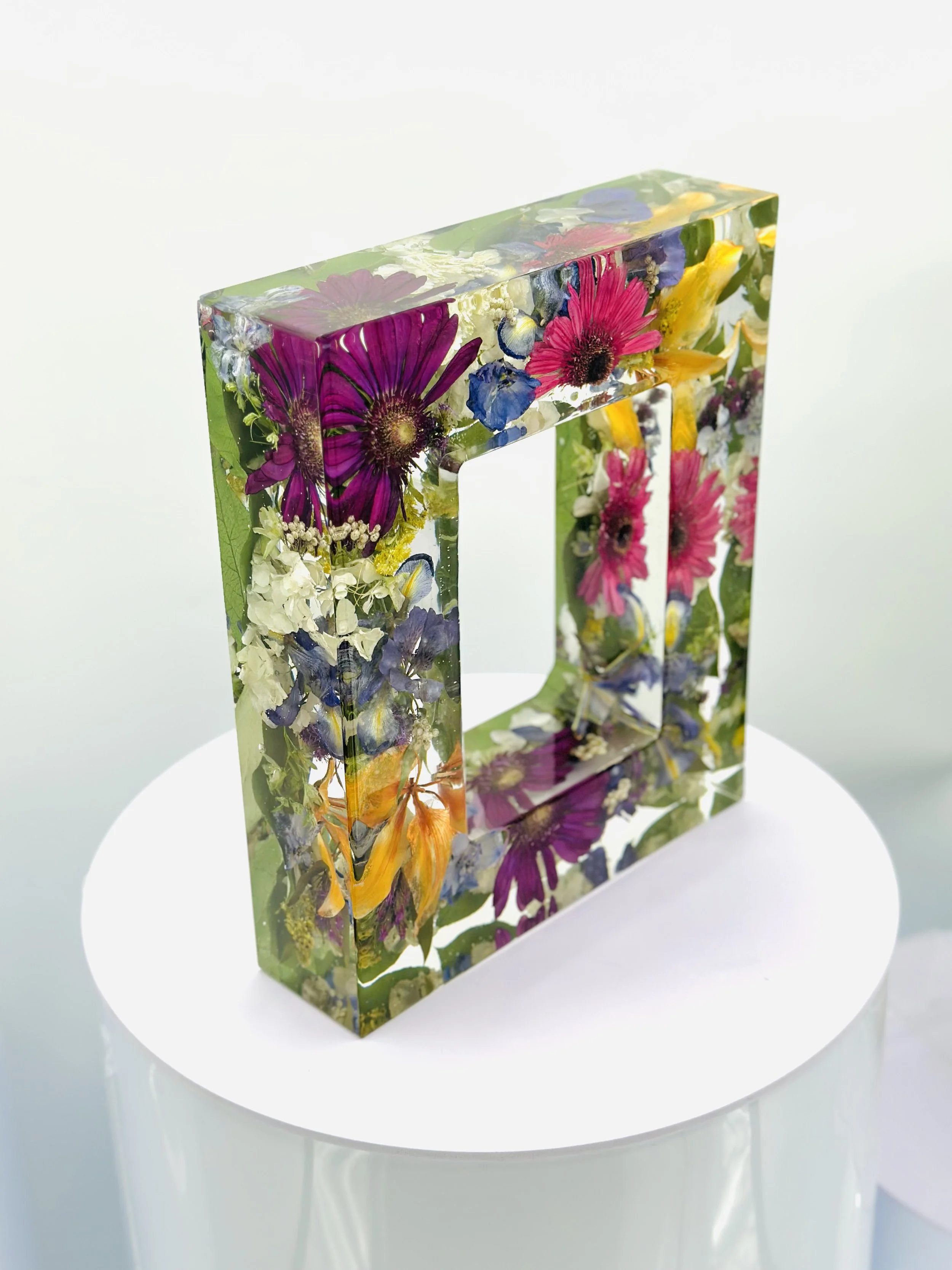 Wedding bouquet preserved in custom floral frame – Omaha floral preservation artist