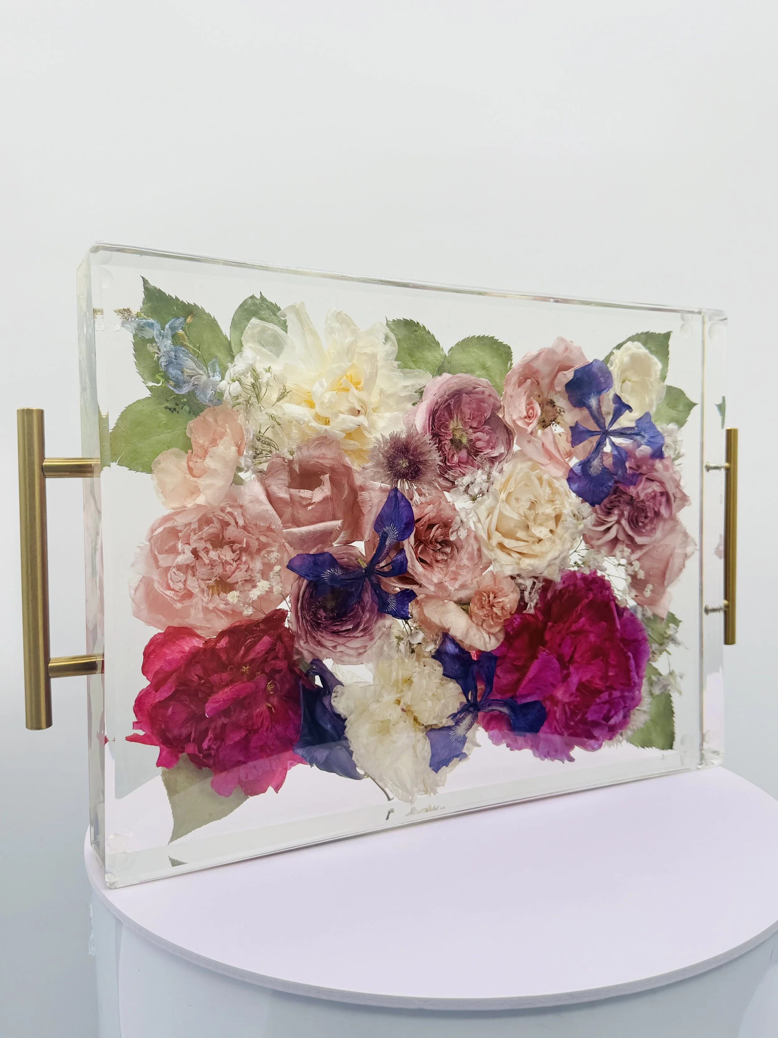 custom floral serving tray handcrafted in Omaha