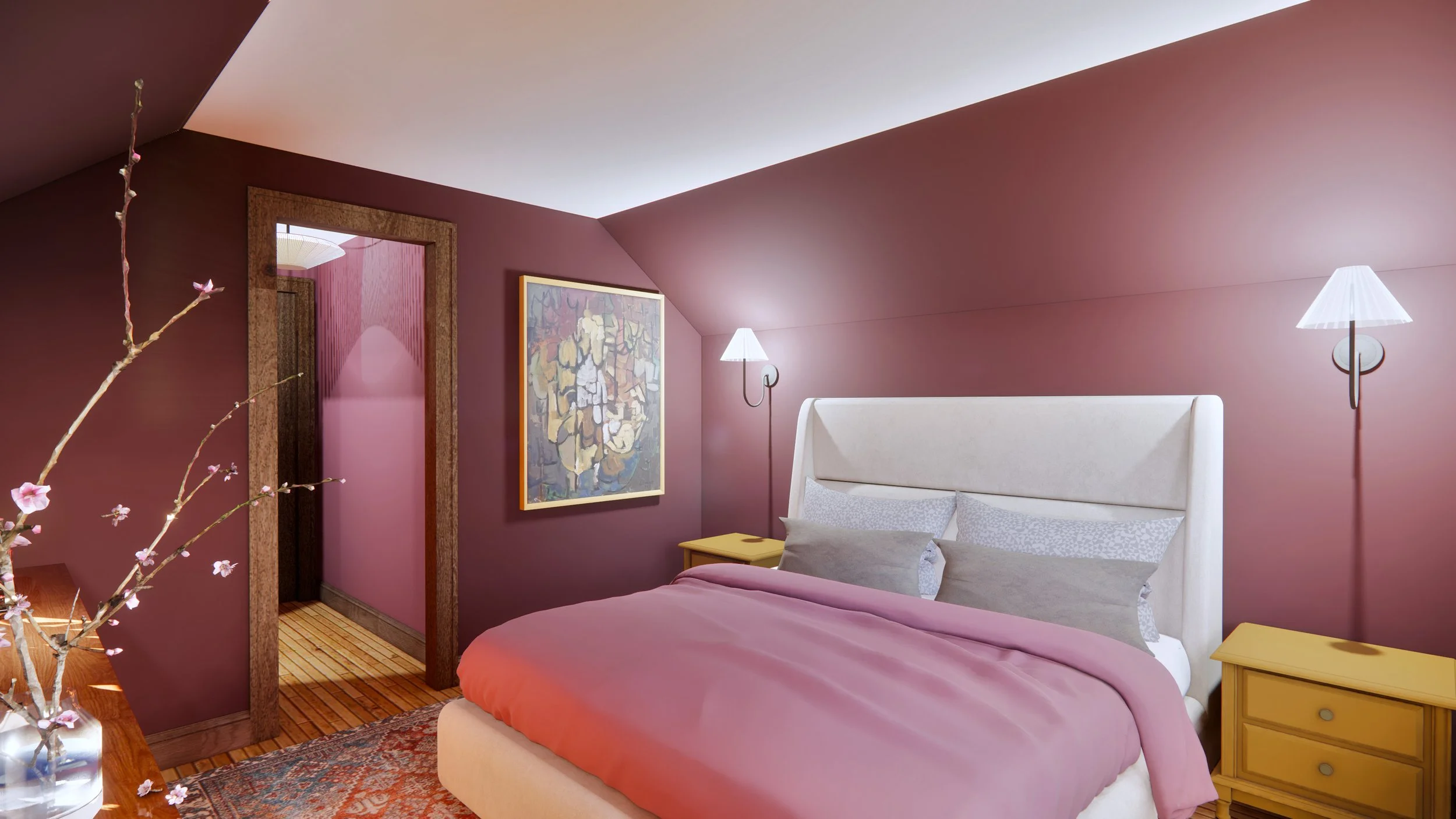 The space prioritizes efficiency and a space purely for rest and reflection. - rendering