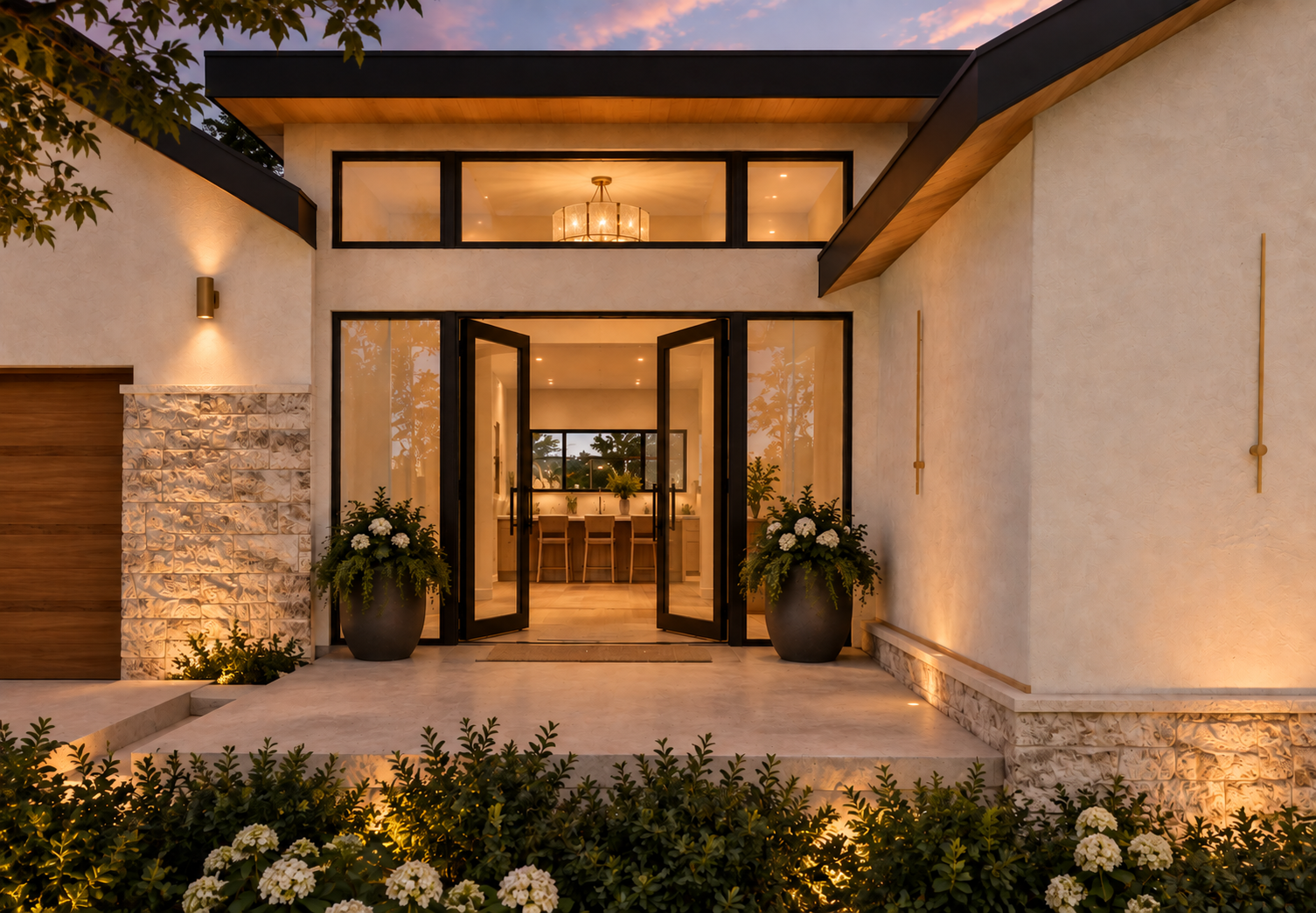 A new front entry replaces a moisture-damaged porch, opening the home to light and warmth. - rendering