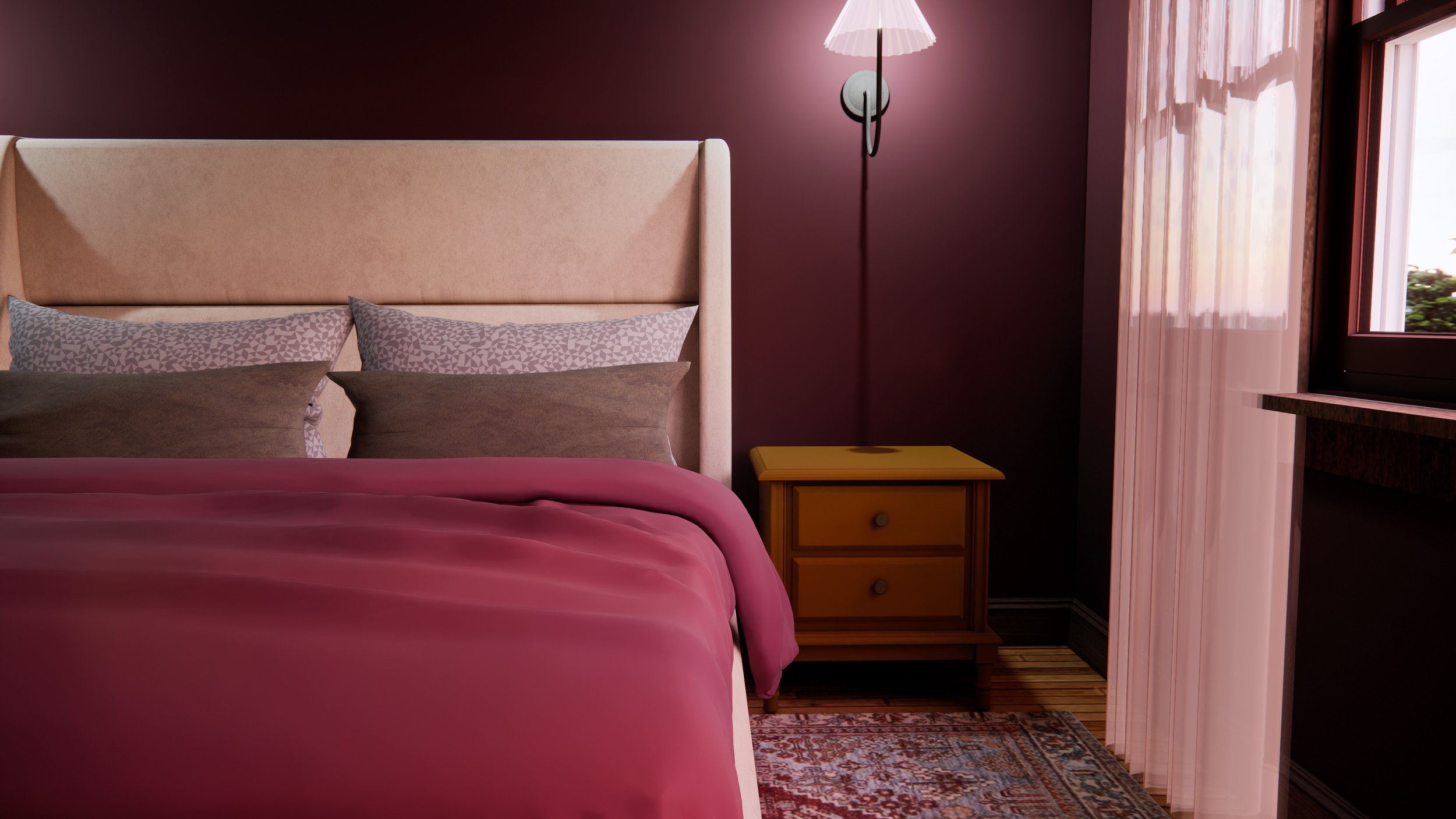 Space planning allowed enough space for a kind bed. - rendering