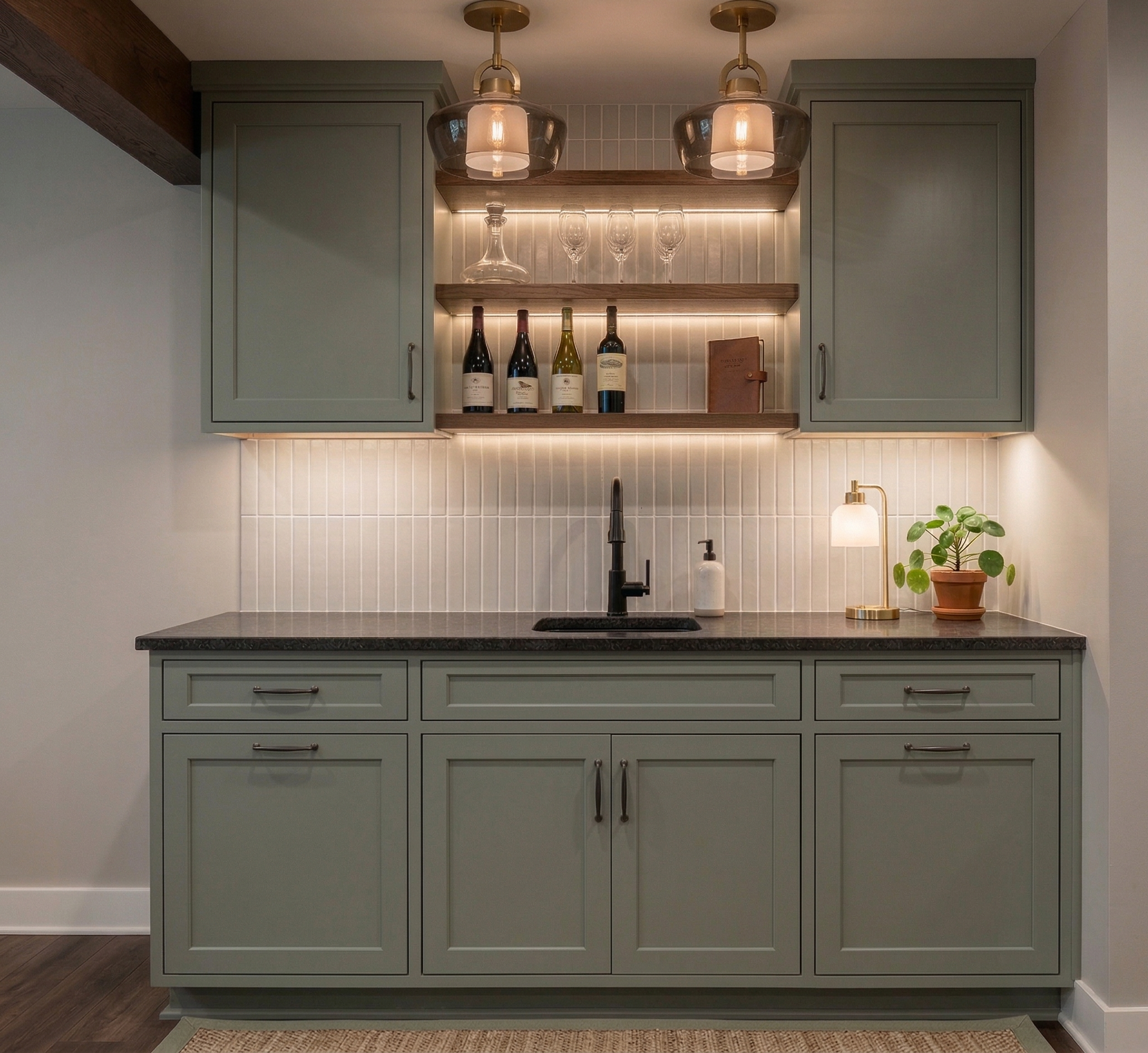 new wet bar offers a place to entertain, gather and eat. - rendering