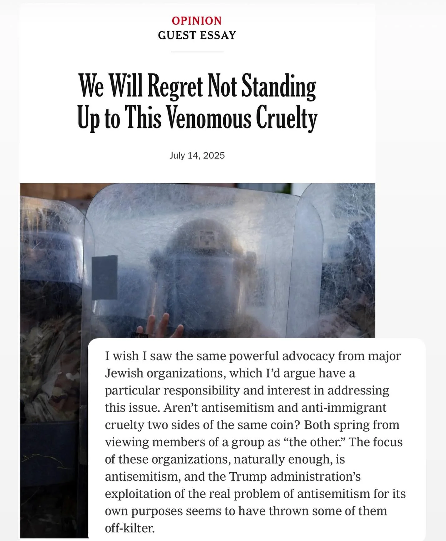 We are wondering the same thing, Linda Greenhouse. 

Join us and a wide range of Jews who are speaking out &mdash; on August 3rd we&rsquo;ll be downtown for a Tisha b&rsquo;Av in solitary with all immigrants. Link and details in bio.