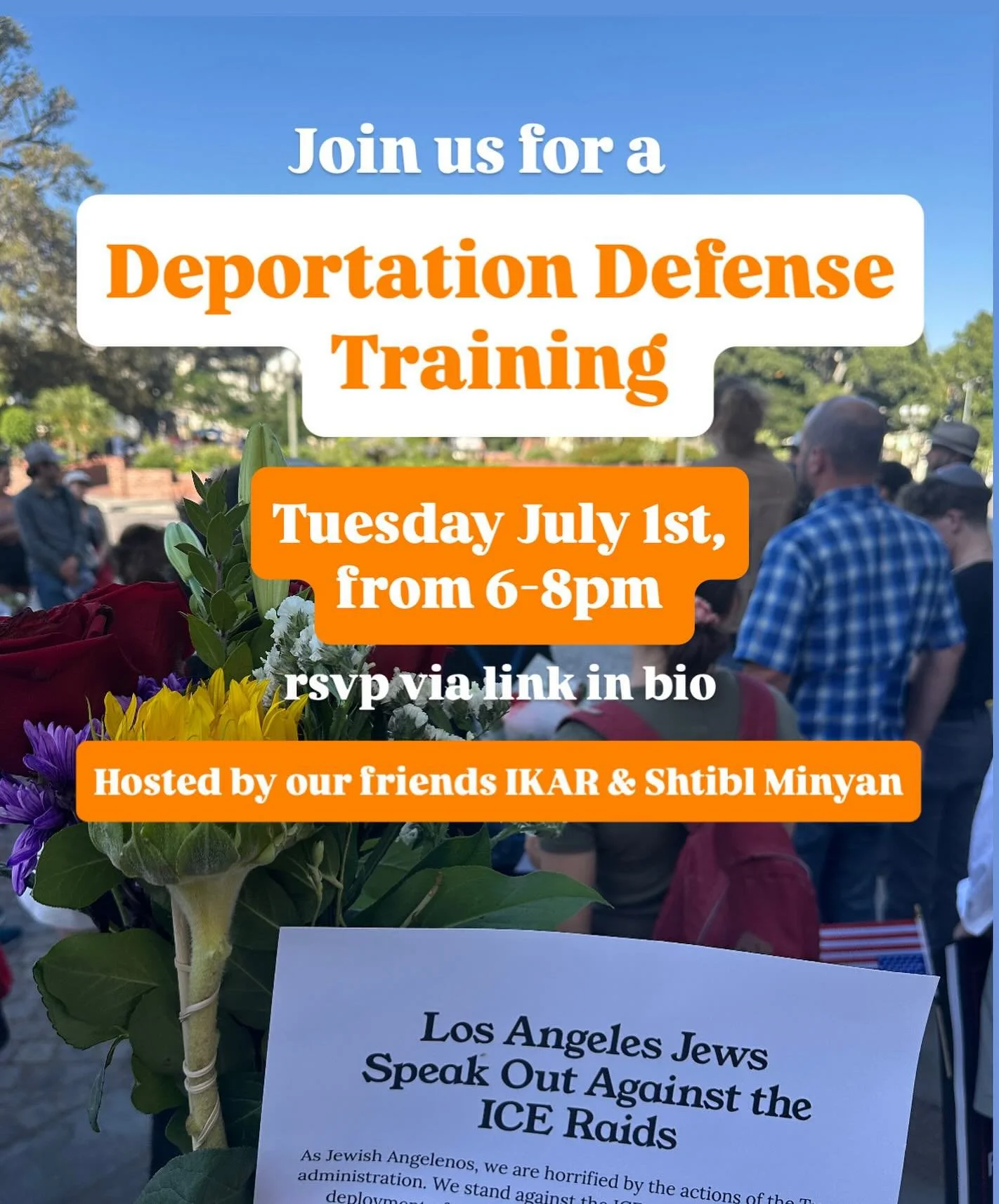 Join @shtibl and @weareikar members to learn more about ways to show up in our neighborhoods to protect immigrants in our communities amidst increased raids and deportations. We&rsquo;ll hear from Shtibl members who&rsquo;ve been involved in local ra