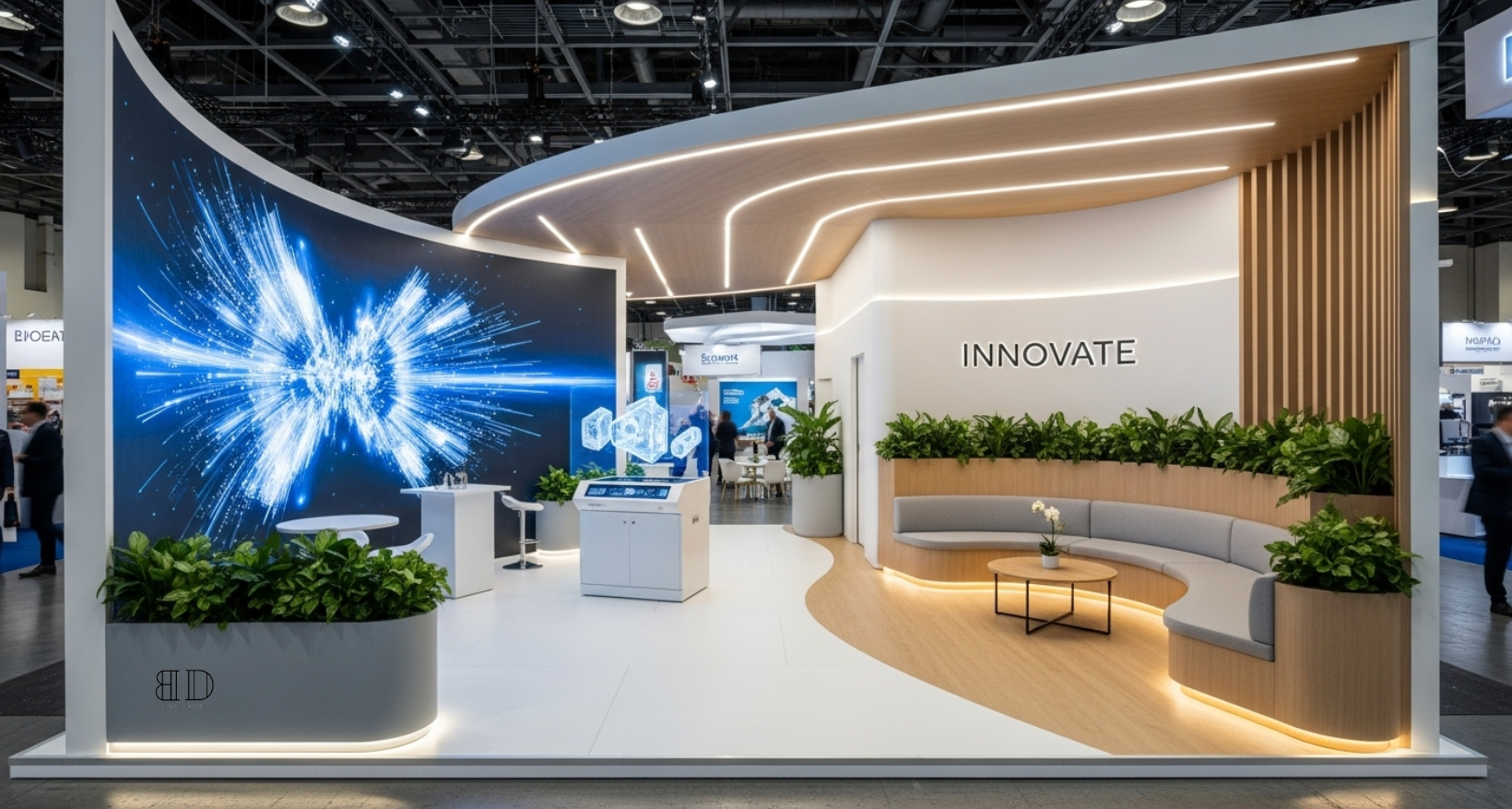 Custom booth designs for exhibitions, trade shows, and brand activations. From concept and 3D rendering to fabrication and on-site install — every booth built to make your brand the one people remember on the floor.