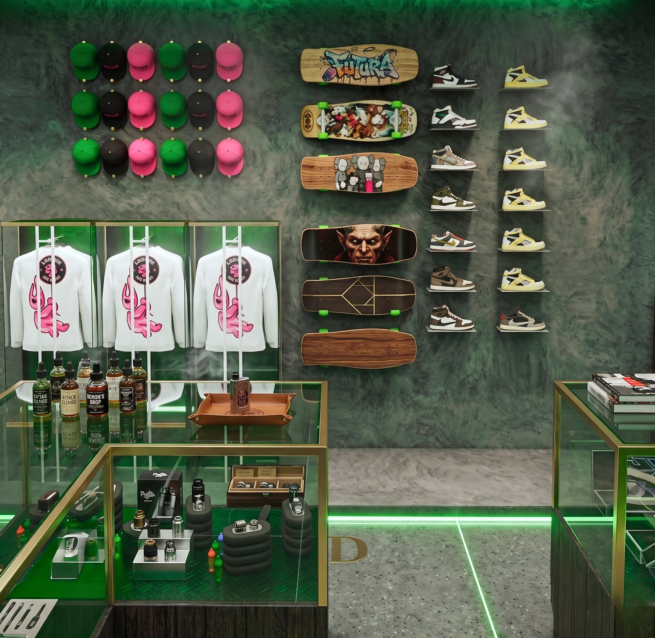 LA Austin Smoke was built as a bold statement in specialty retail — a smoke shop concept that doesn't follow industry conventions but rewrites them.

We developed the complete brand and interior experience from the ground up. The brand identity, the 