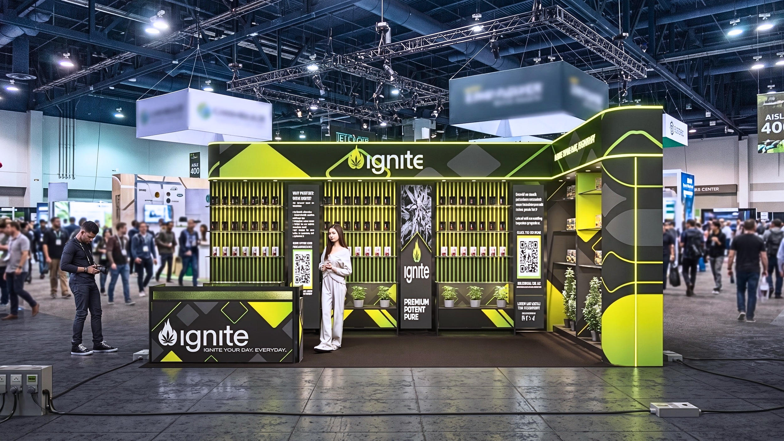 Custom booth designs for exhibitions, trade shows, and brand activations. From concept and 3D rendering to fabrication and on-site install — every booth built to make your brand the one people remember on the floor.