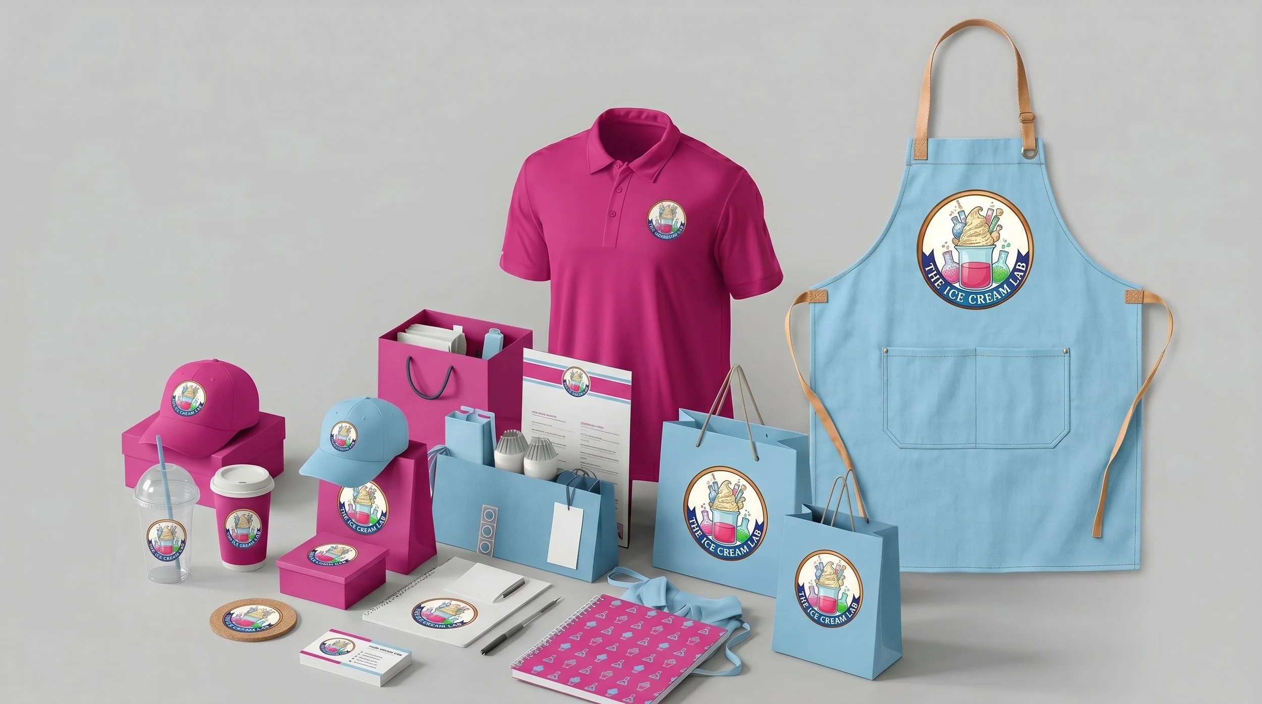 A complete brand-and-space build for a modern dessert concept — logo, identity, interior, exterior, and packaging. Designed to feel like a science lab meets candy store, where every visual touchpoint reinforces the experience.
