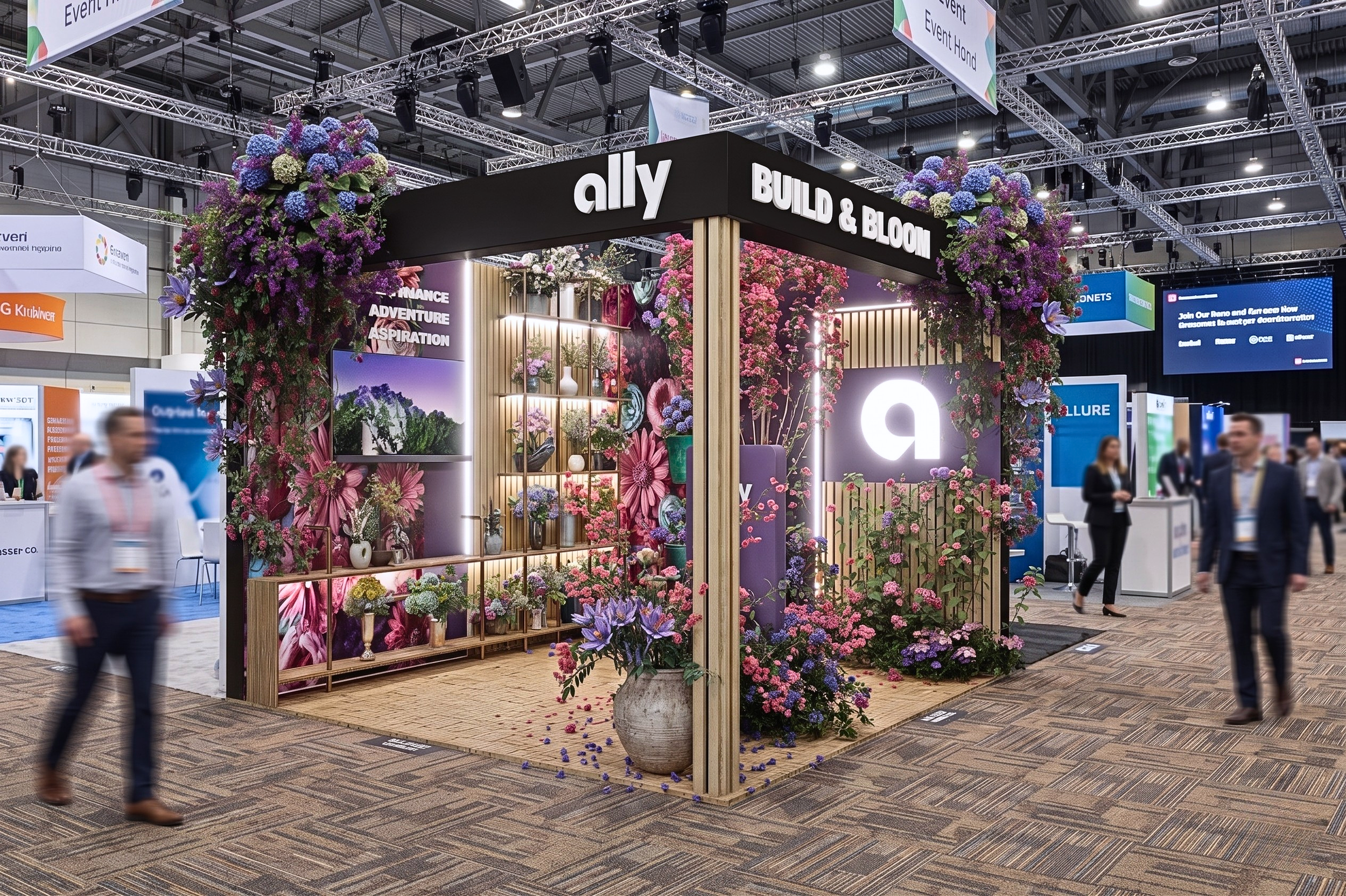 Custom booth designs for exhibitions, trade shows, and brand activations. From concept and 3D rendering to fabrication and on-site install — every booth built to make your brand the one people remember on the floor.