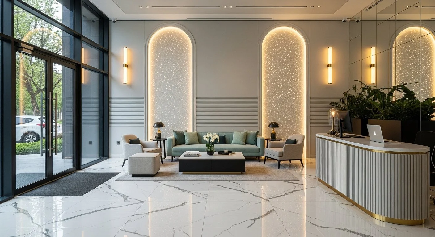 We approached this dental clinic project as a complete brand and interior experience — designed to dissolve the anxiety most patients carry into a clinical setting. From the first impression at the entrance to the final detail in the treatment rooms,