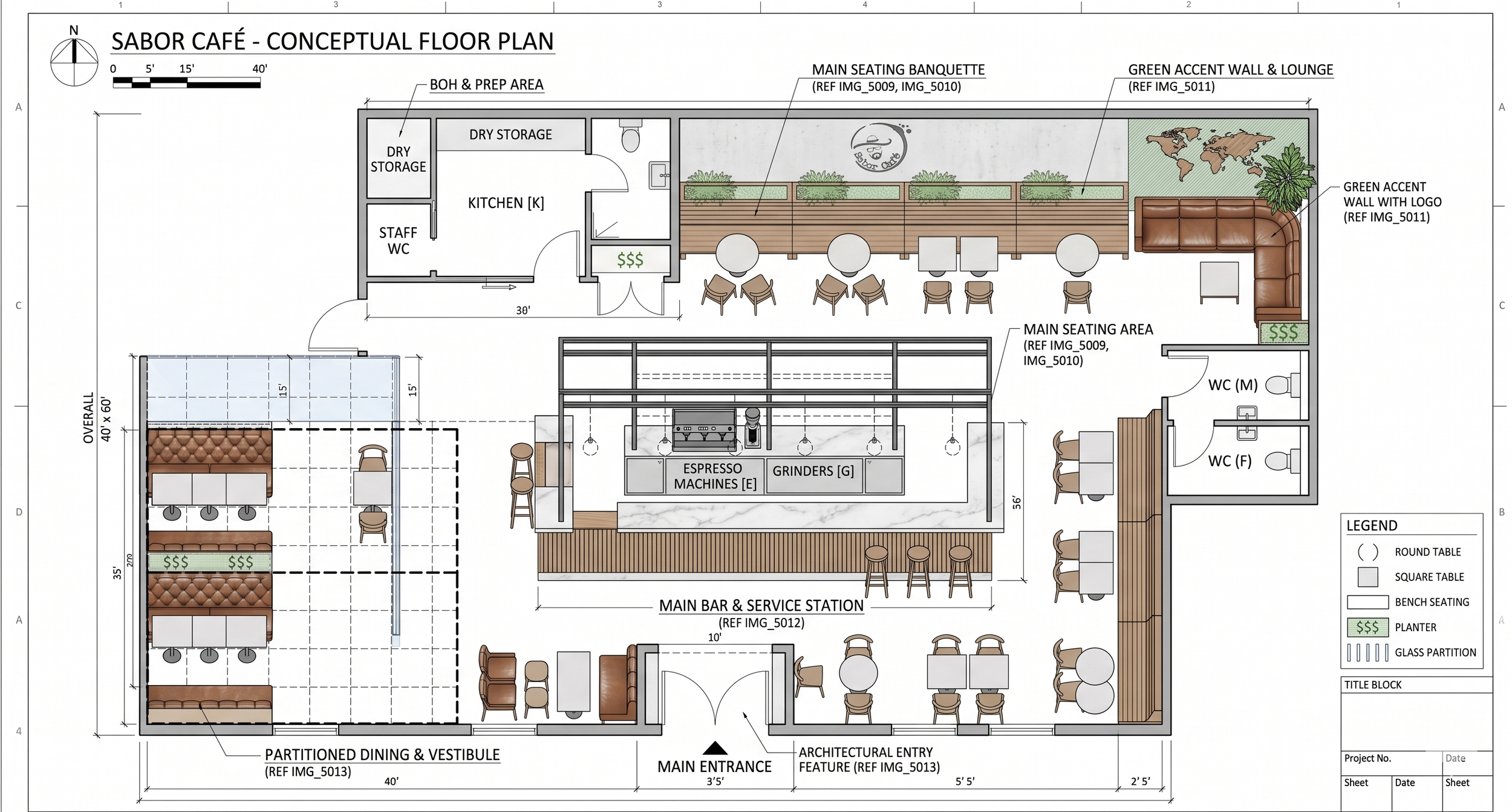 Sabor Cafe Miami  layout — complete brand identity and interior design by Bash Design Miami