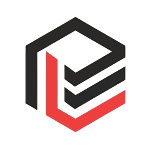 Enforce Labour logo. A geometric logo consisting of a 3D cube shape with black and red lines, representing a modern, abstract design.