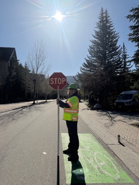 Flagger performing Flagging Operation in Denver