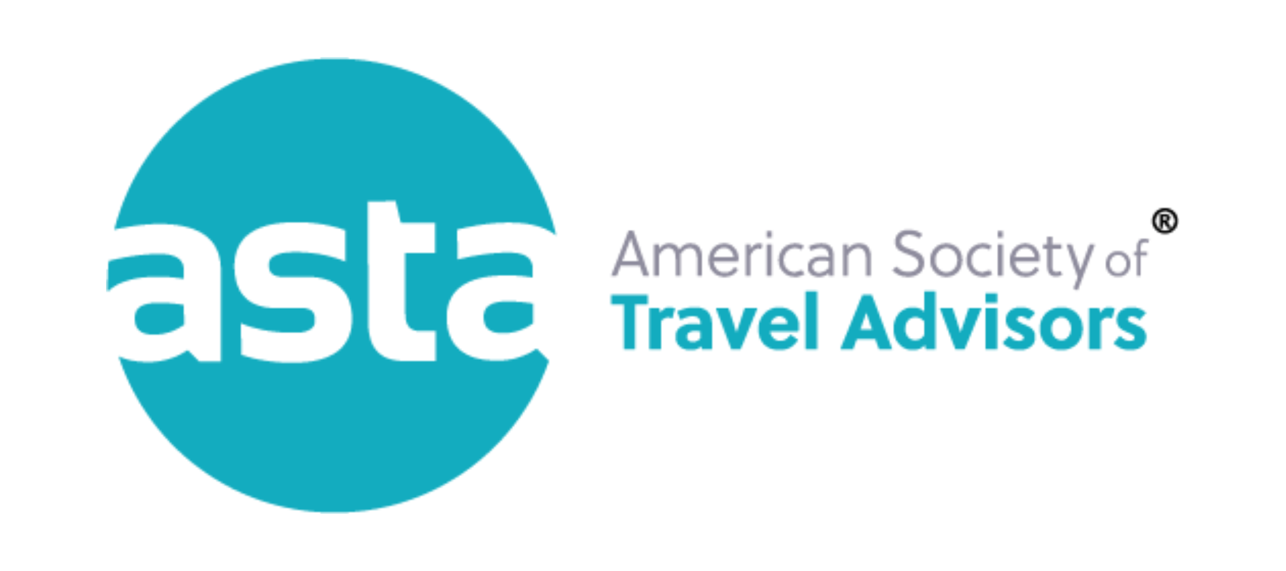 Logo of the American Society of Travel Advisors featuring a blue circle with white letters 'asta' and the organization's name to the right, with 'Travel Advisors' in bold blue font.