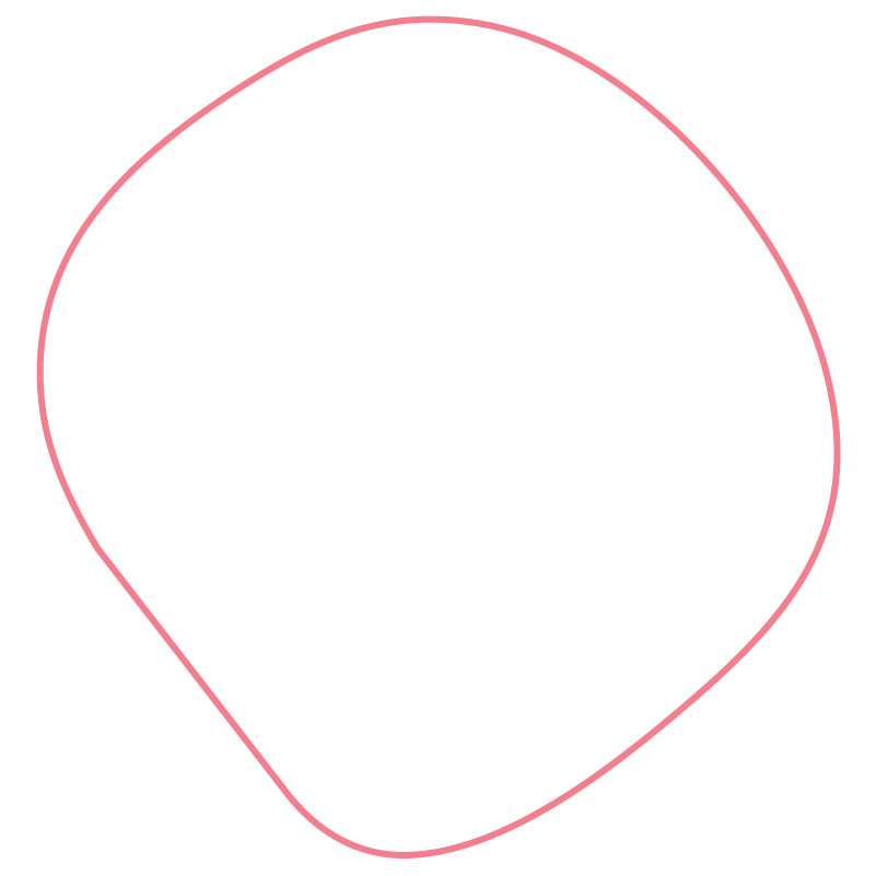 Decorative organic round shape with pink outline.