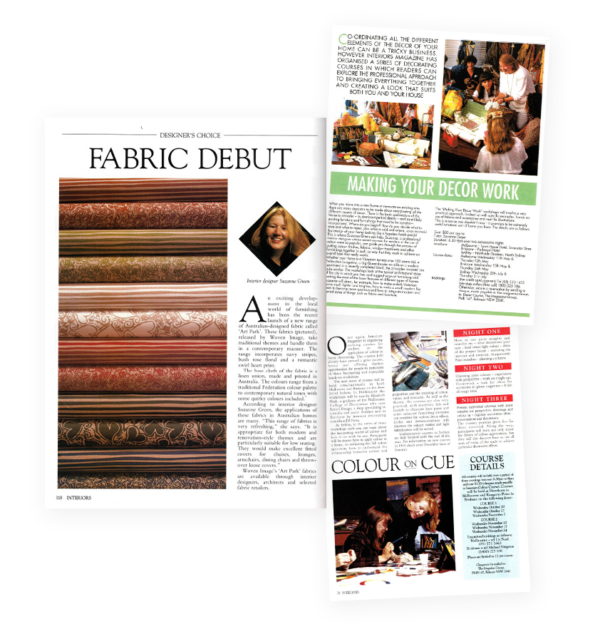 A magazine spread featuring articles by Suzie.