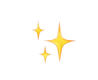 Four stylized yellow stars or sparkles of varying sizes on a black background.