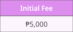 Purple table displaying 'Initial Fee' with amount ₱5,000