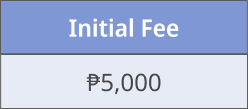 Blue button with white text that says 'Initial Fee' and below it, a box with the amount '₱5,000' in blue.