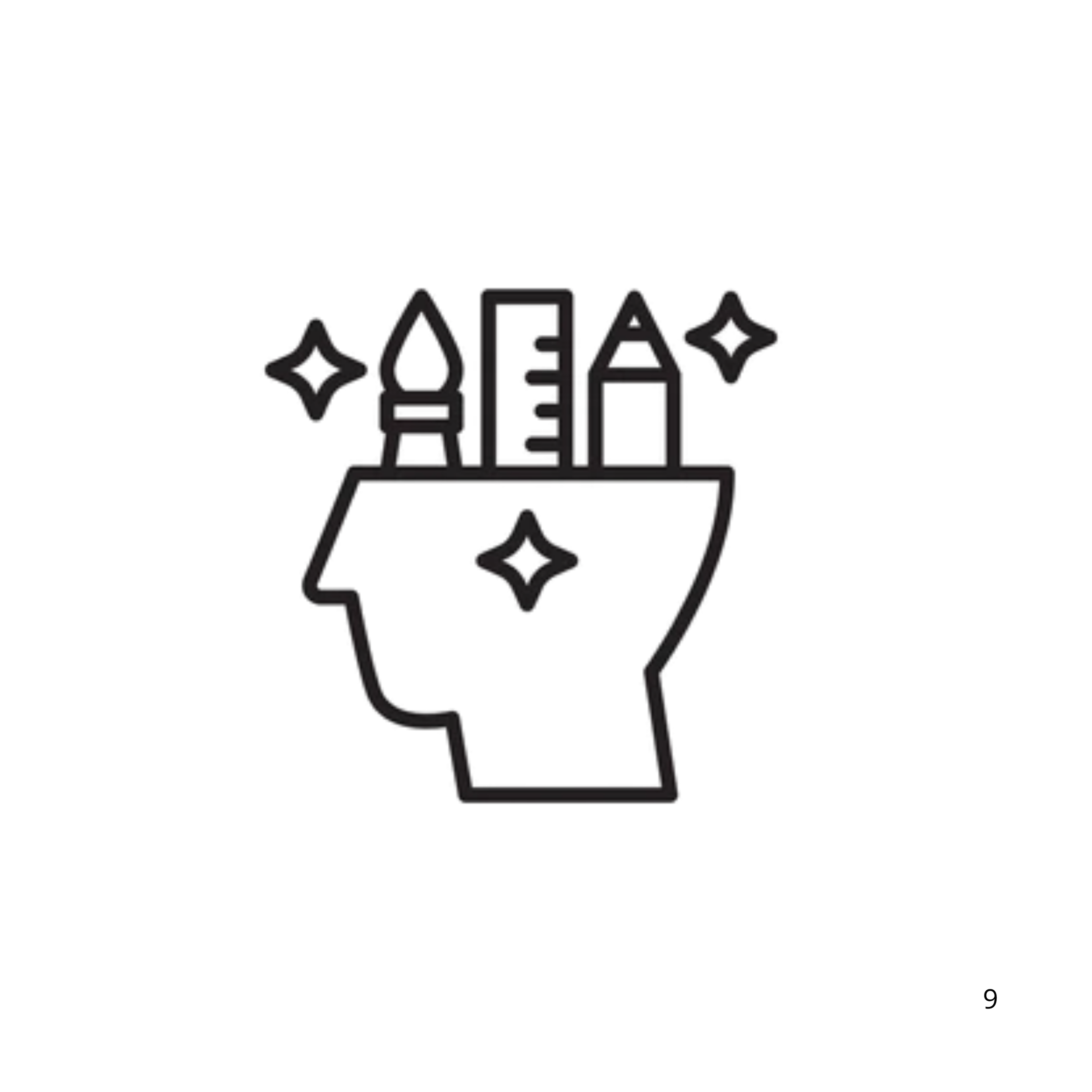 Outline of a woman's face in profile with makeup items including a lipstick, nail polish, and eyeshadow in the background with star accents.