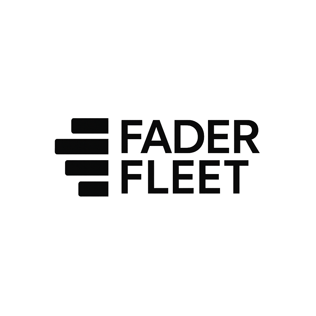 Black Fader Fleet logo with four horizontal bars to the left of the text.