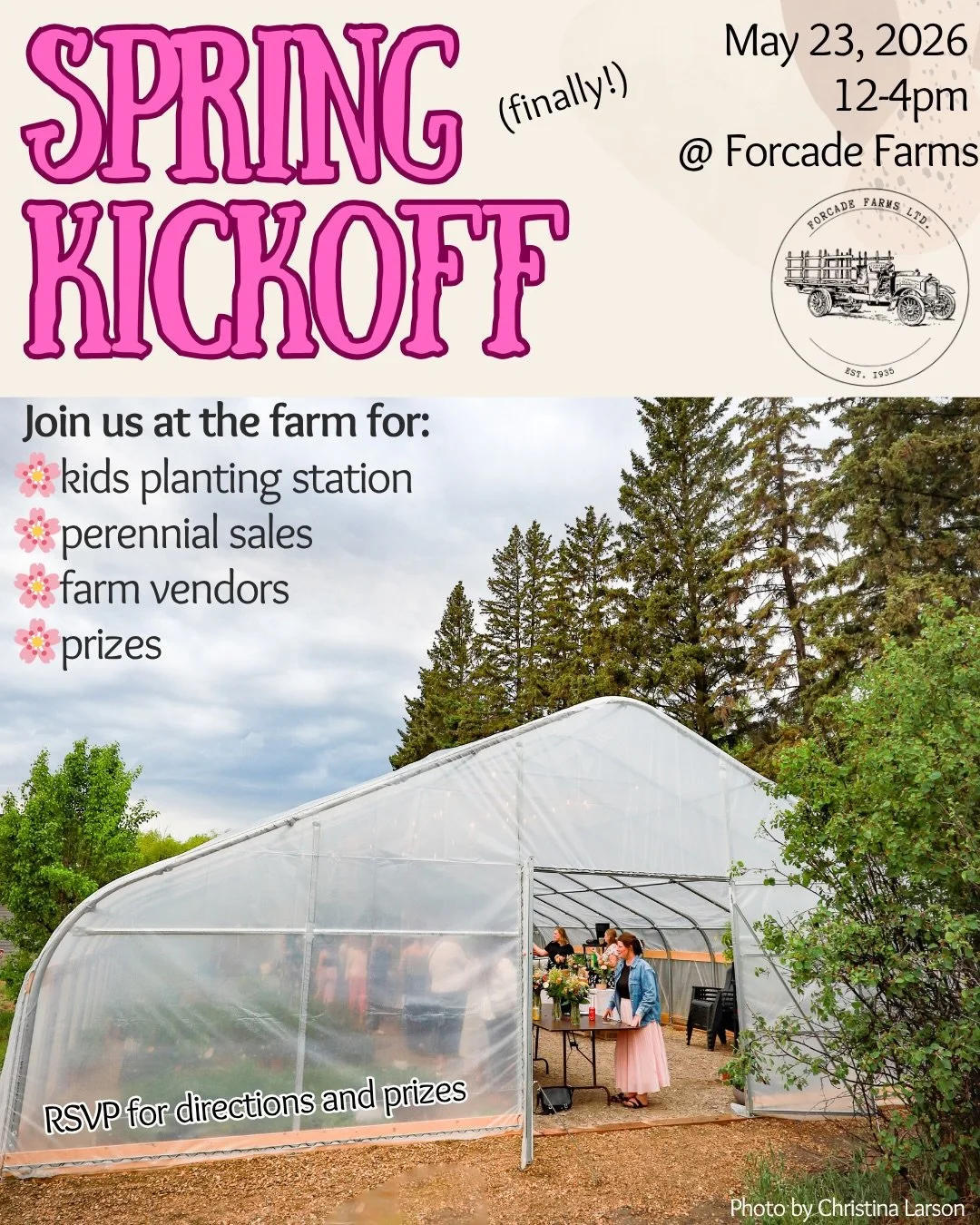 🌱Spring Kickoff🌱
Join us for an afternoon of farm fun!
We&rsquo;ve partnered with a local farms to offer haskaps, wine, honey, eggs and flowers, all from the area!!

Bring your own interns (kids) to plant at our planting station! 

Limited space! 
