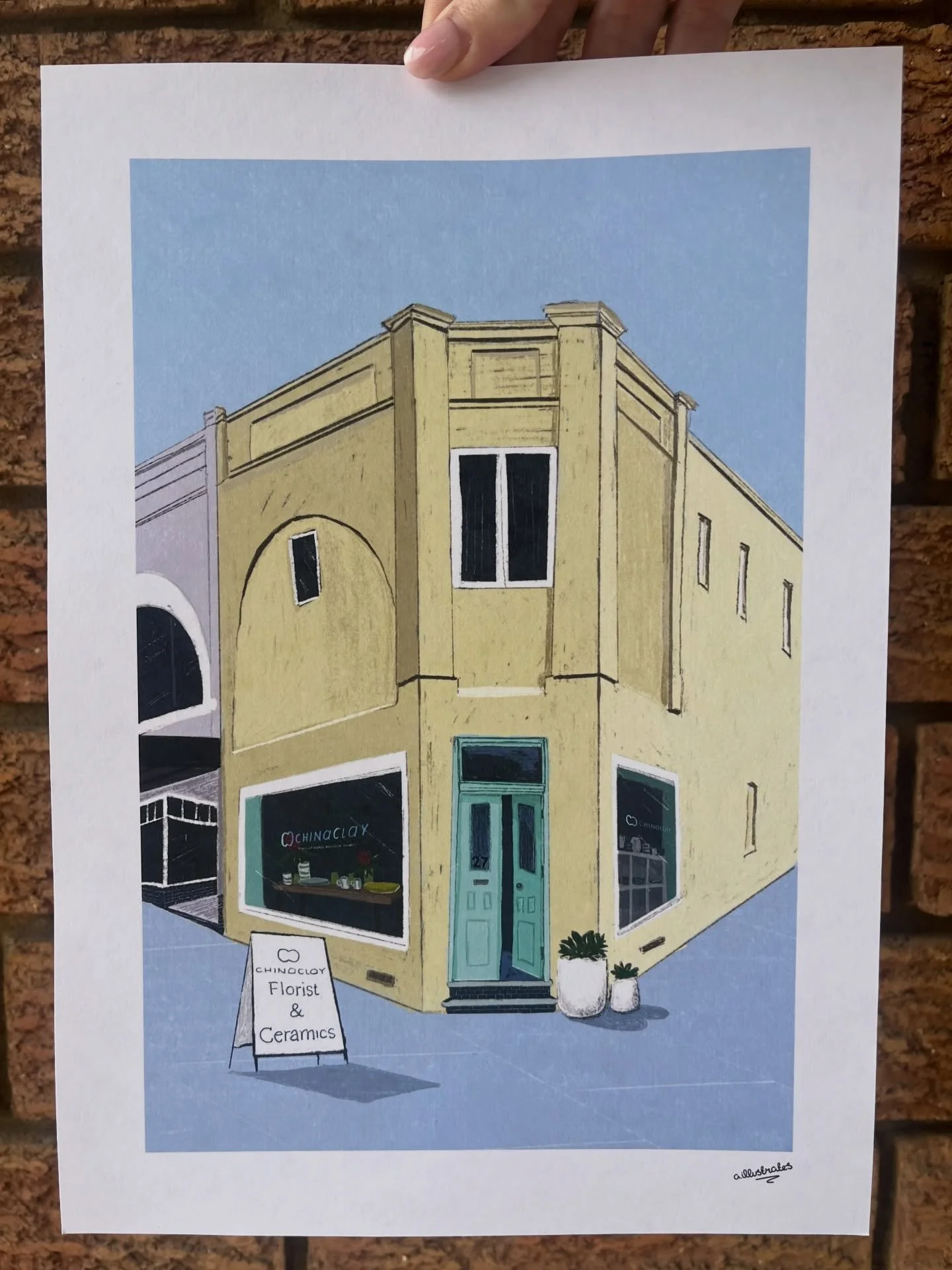 Absolutely loved creating this piece for @chinaclay.handmade , cutest shop front 🌸🪴 #shopfrontillustration #chinaclay #illustration