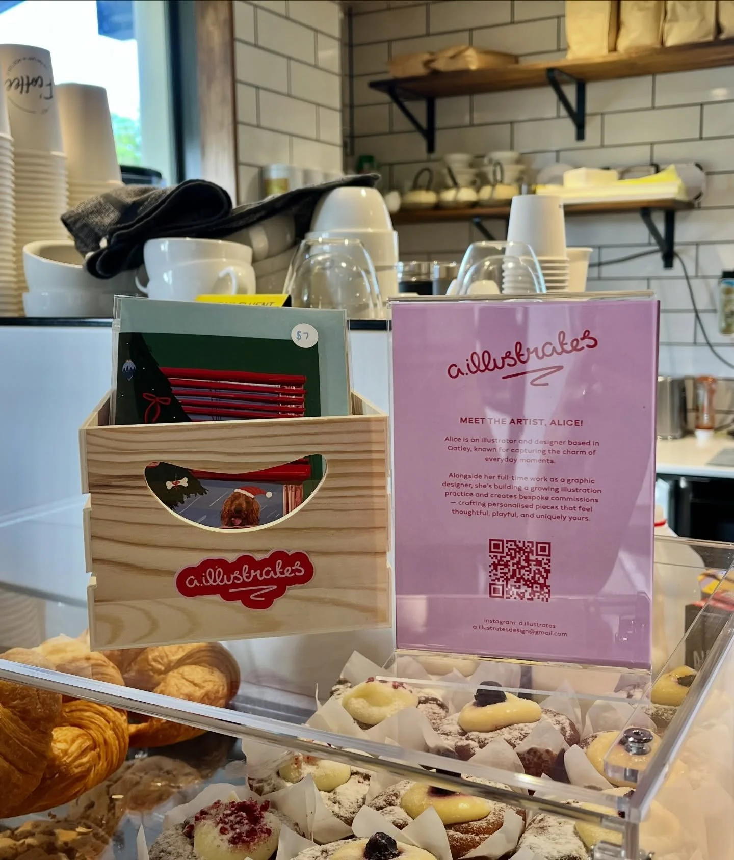 Baby steps but something special about seeing your personal work displayed &amp; sold in another business ❤️ We love you @fcoffee_au ☕️ local supporting local is the best! #christmascards #localartist #illustration #fcoffee
